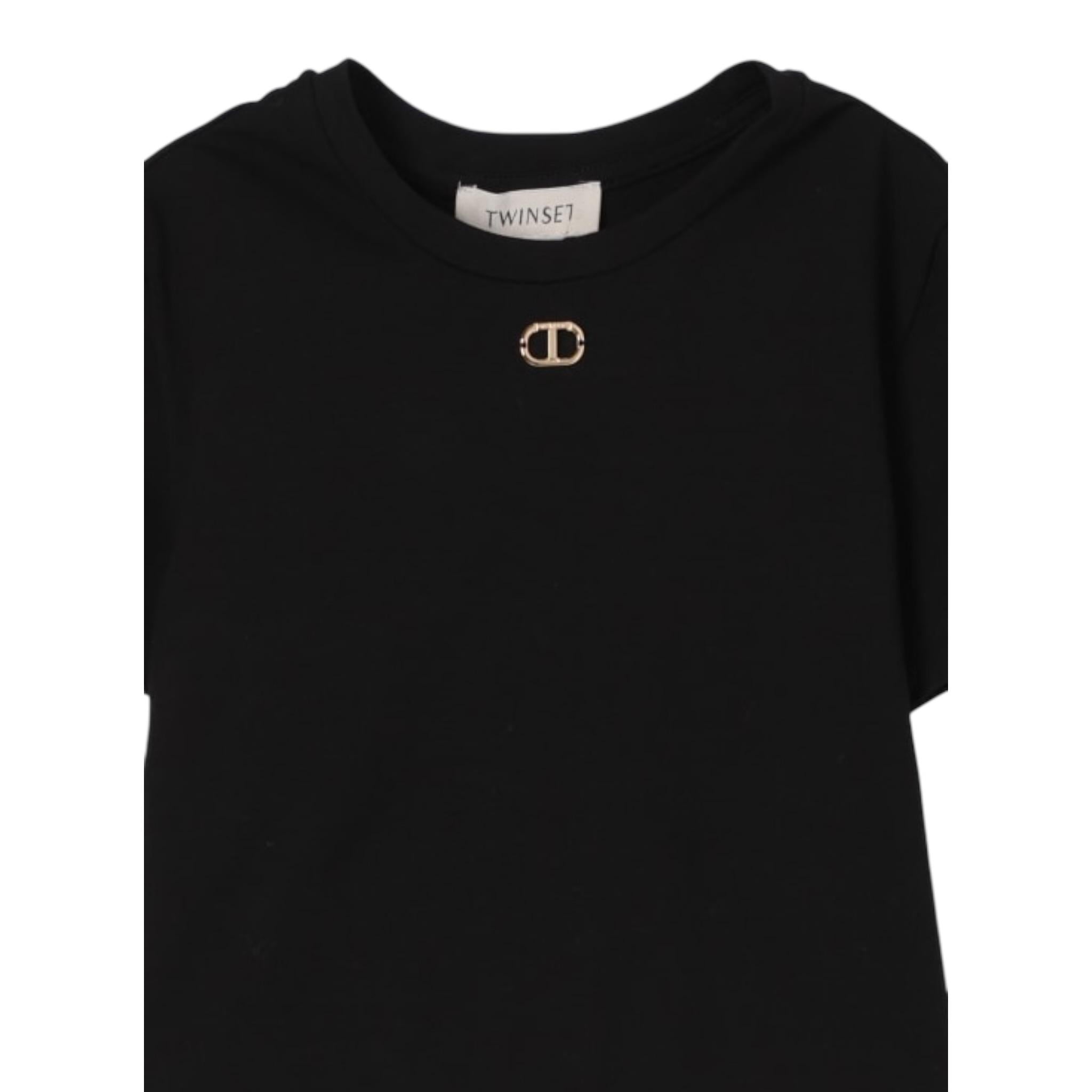 Twinset T-Shirt Girocollo Tinta Unita per Bambina 251GJ2481 NERO TWINSET 