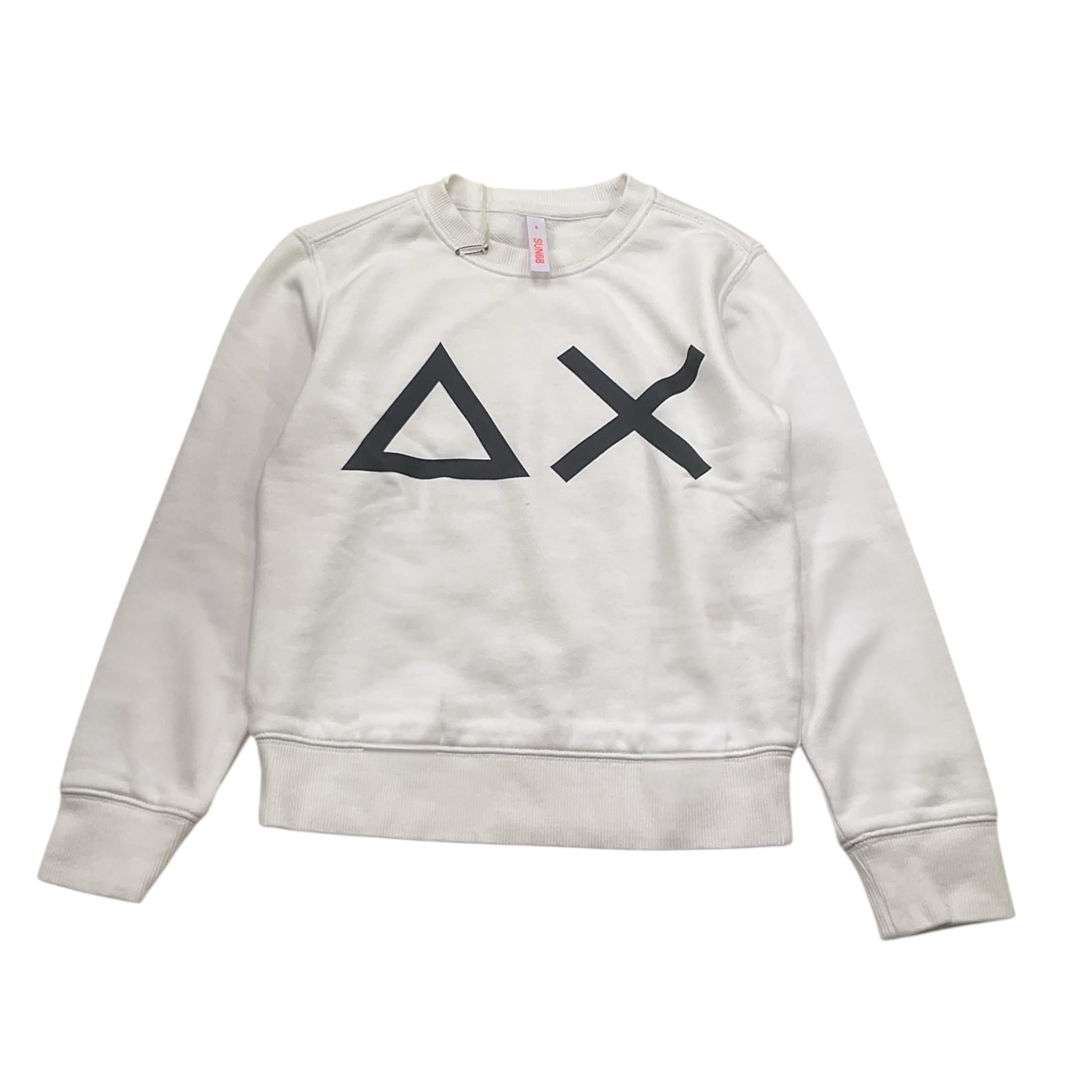 Sun68 Felpa Girocollo Tinta Unita con Logo per Bambino CPF35327 BIANCO SUN68 