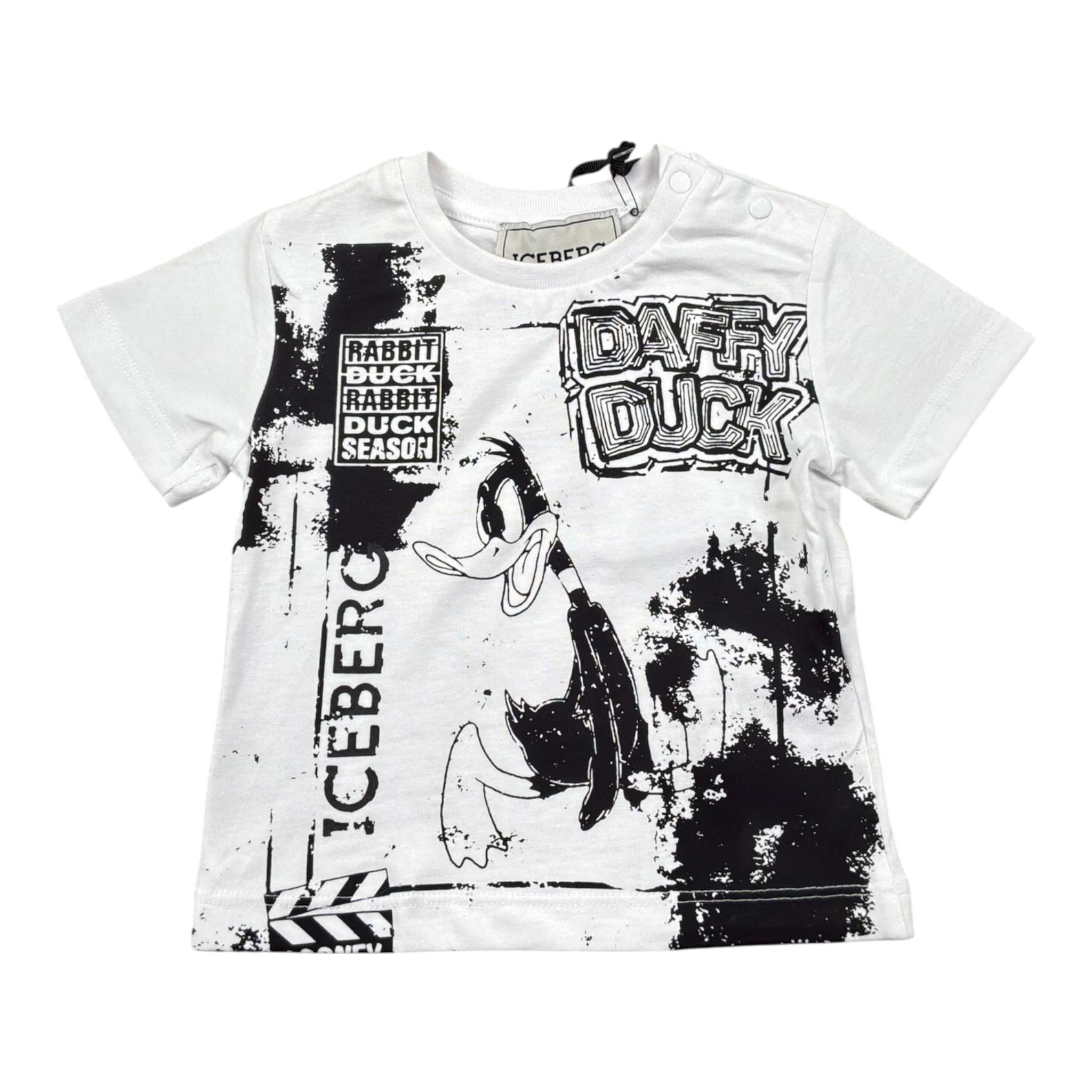 Iceberg T-Shirt Girocollo Tinta Unita con Stampe In Contrasto per Neonato TSICE5123BXX BIANCO ICEBERG 