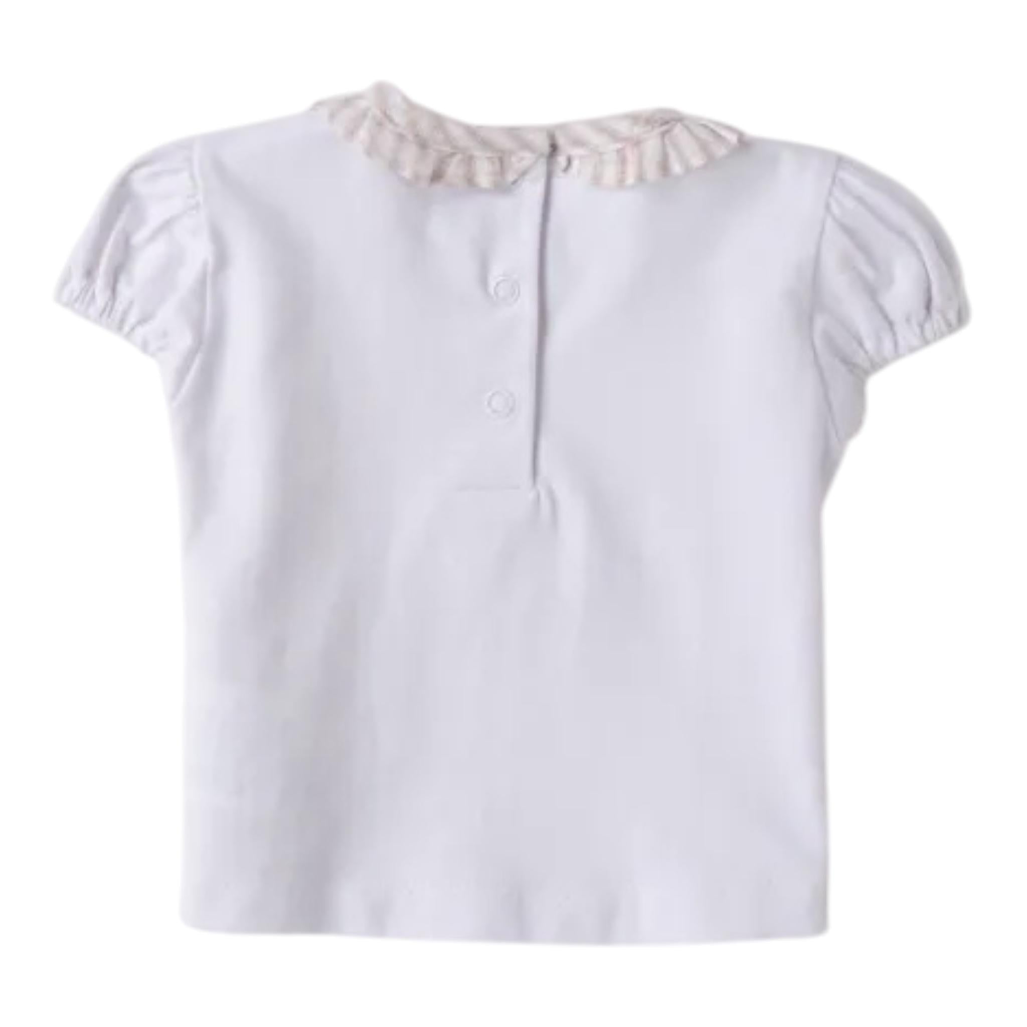 Minibanda T-Shirt Tinta Unita con Colletto E Stampa per Neonata 3B724 BIANCO MINIBANDA 