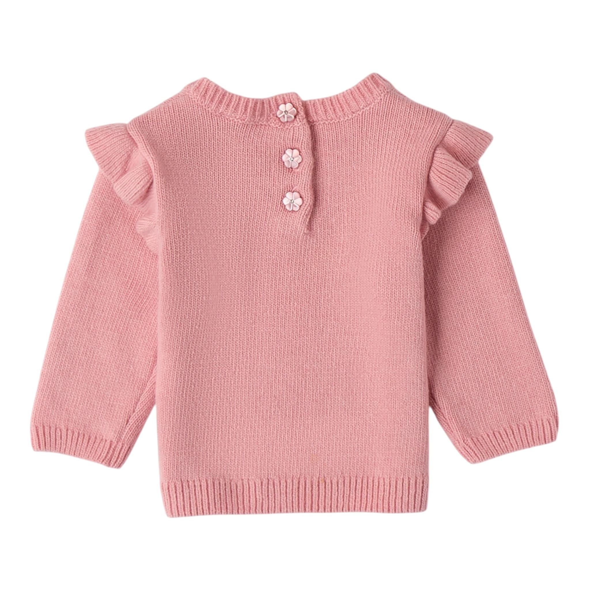 MINI BANDA maglia tinta unita con fiocco girocollo Rosa per Neonata A744 ROSA MINI BANDA 