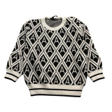 DANIELE ALESSANDRINI maglia girocollo tinta unita con fantasia rombi Bianco/nero per Neonato 1291W00047X BIANCO/NERO DANIELE ALESSANDRINI 