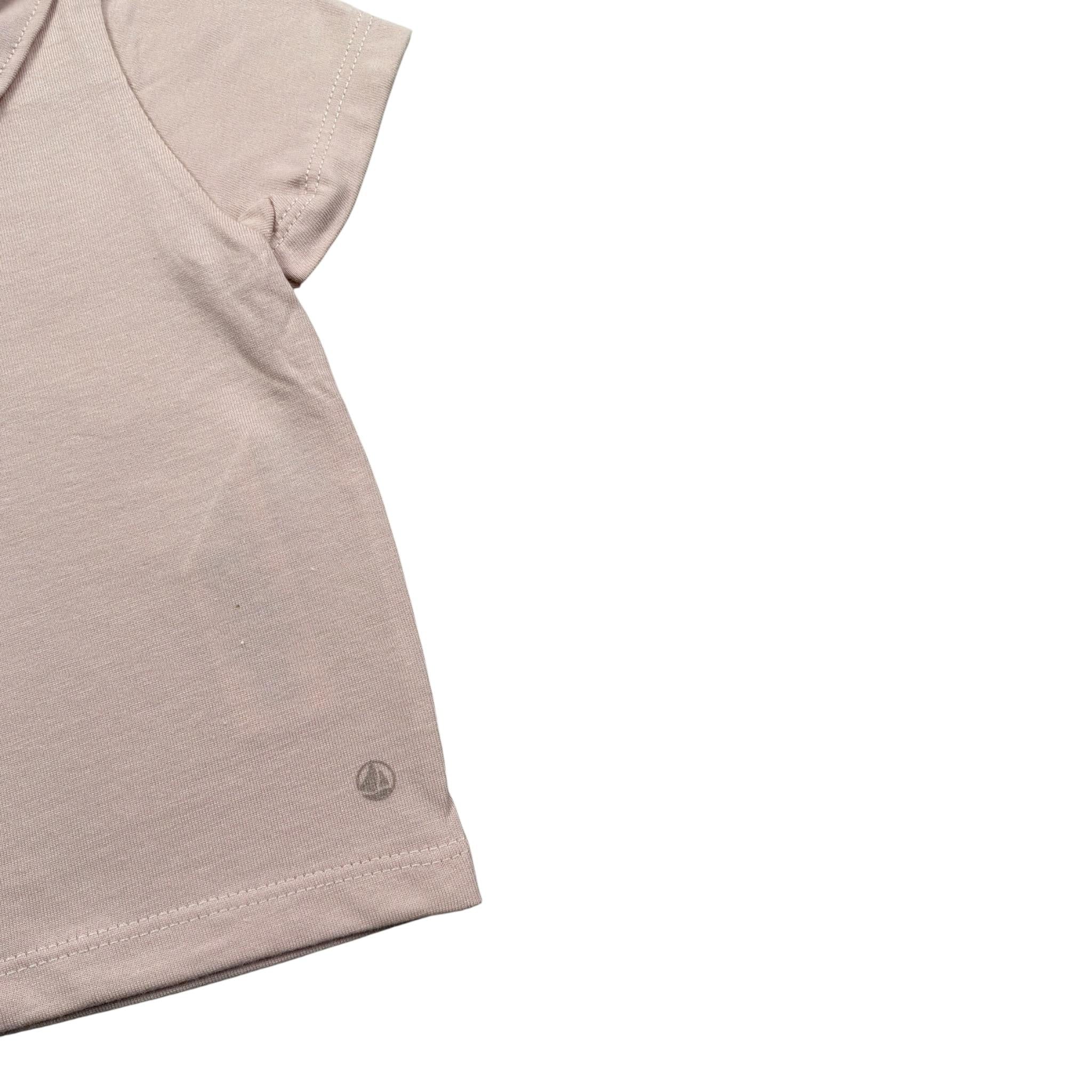 Petit Bateau T-Shit tinta unita con Colletto Rosa per Neonata TBSPE ROSA PETIT BATEAU 