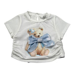 M+E' T-Shirt Girocollo Tinta Unita con Stampa per Bambina UE1858 BIANCO M+E' 