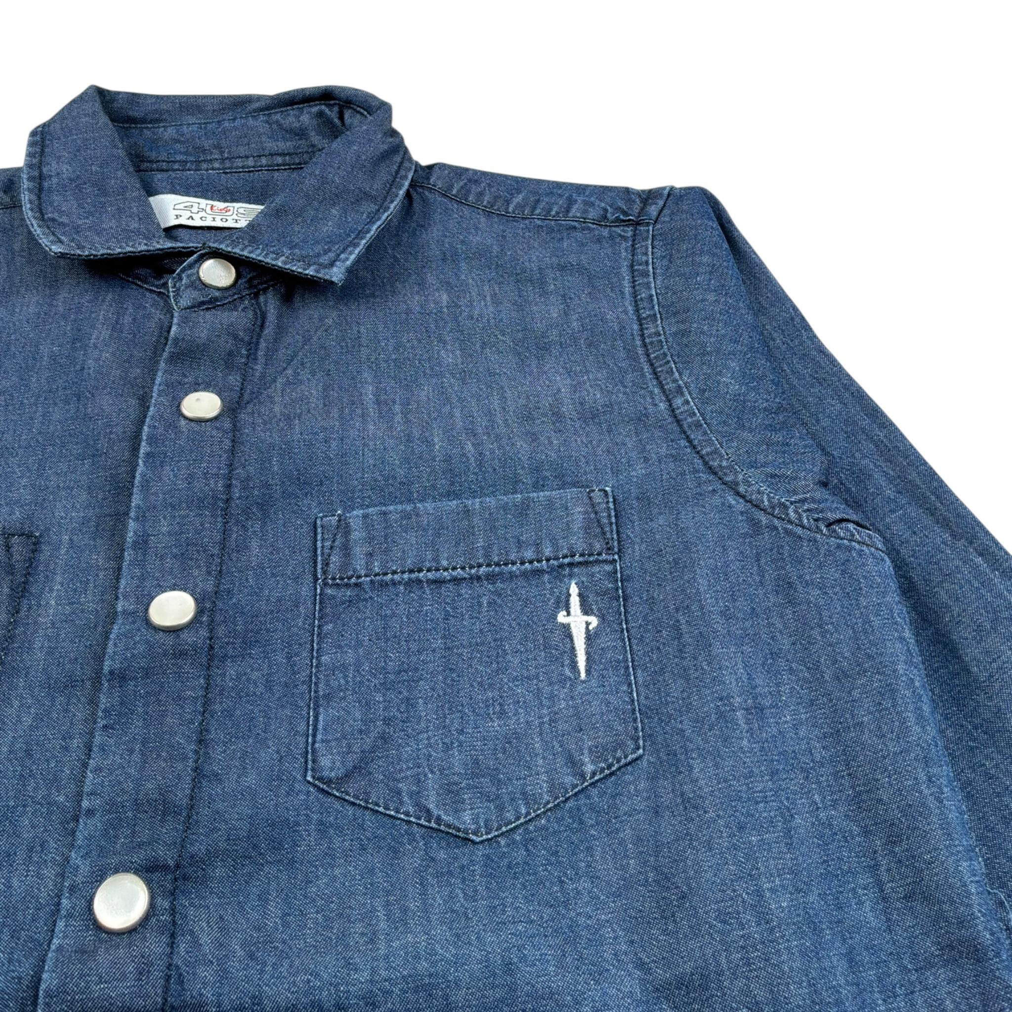 Cesare Paciotti Camicia Manica Lunga tinta unita con Taschino Blu per Bambino CMP0326J BLU CESARE PACIOTTI 