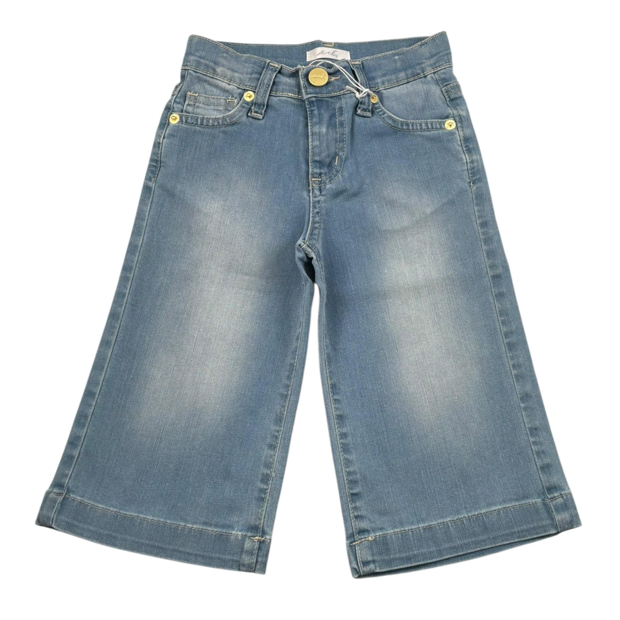 M+E' Jeans Tinta Unita Modello Palazzo per Bambina UE1706 AZZURRO M+E' 