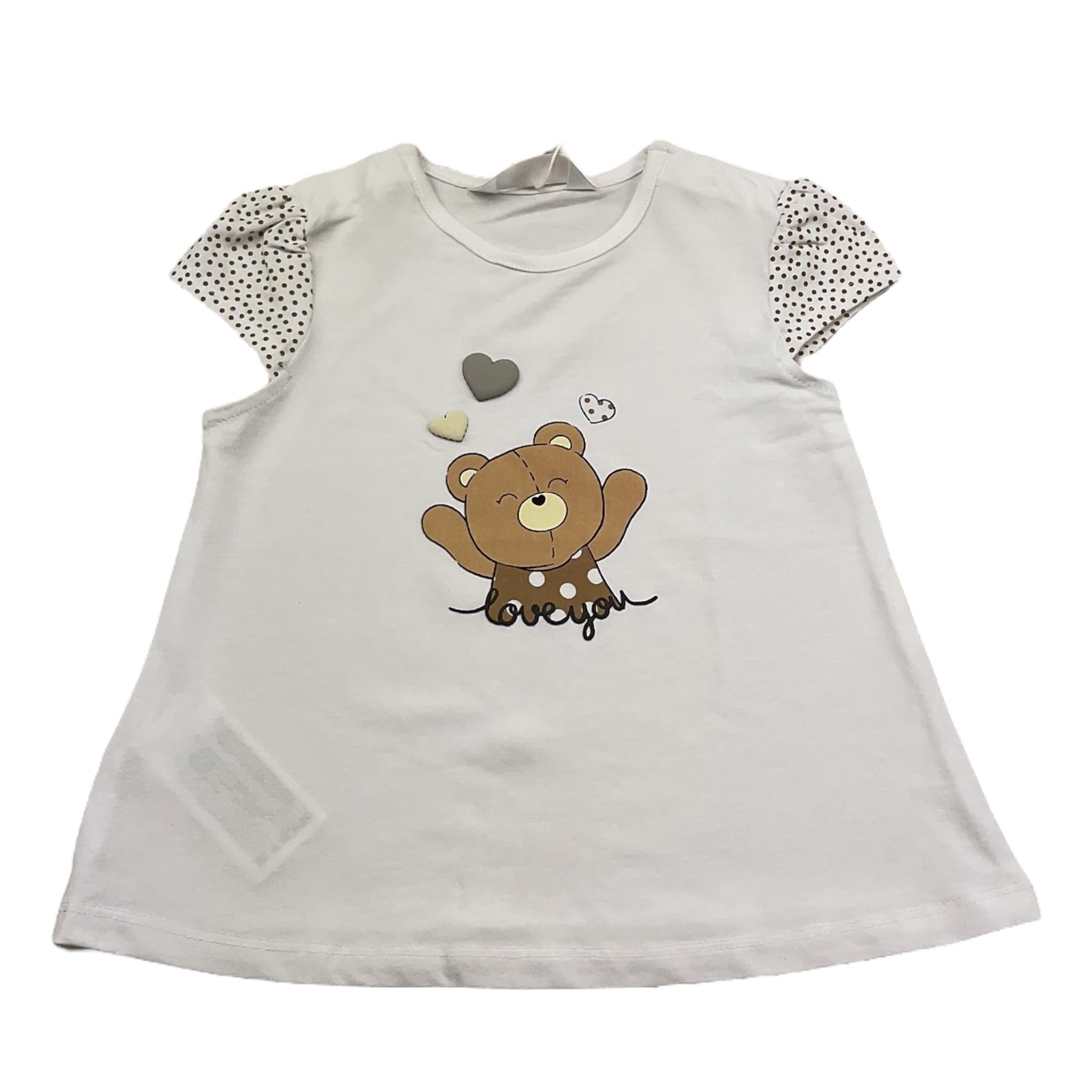 Mayoral T-Shirt Girocollo Tinta Unita con Stampa Orso per Neonata 1070 BIANCO MAYORAL 