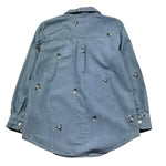 Saint Barth Camicia Manica Lunga Tinta Unita con Ricami per Bambina BRIG AZZURRO SAINT BARTH 