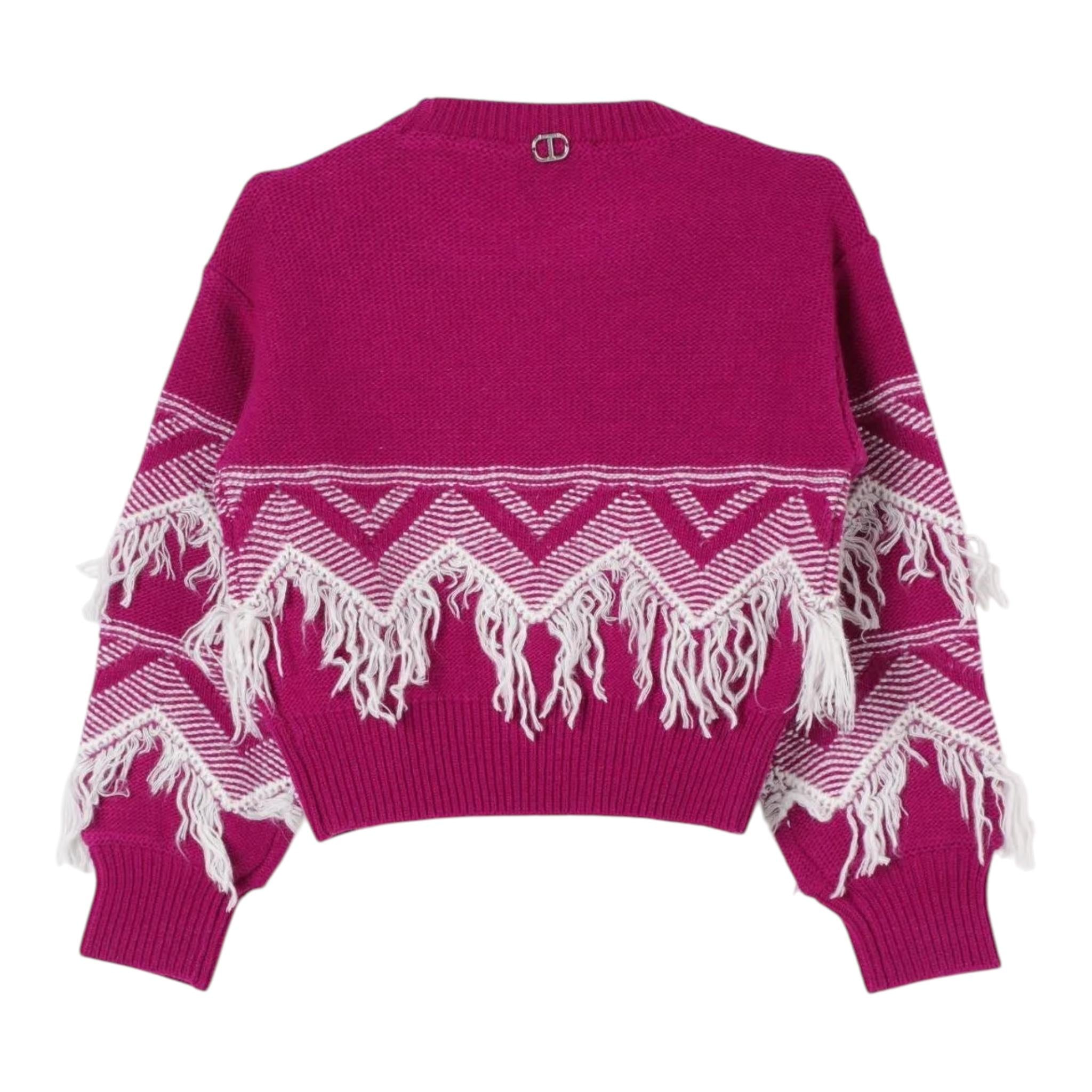 TWINSET maglia girocollo tinta unita con frange Viola per Bambina 242GJ3131 VIOLA TWINSET 