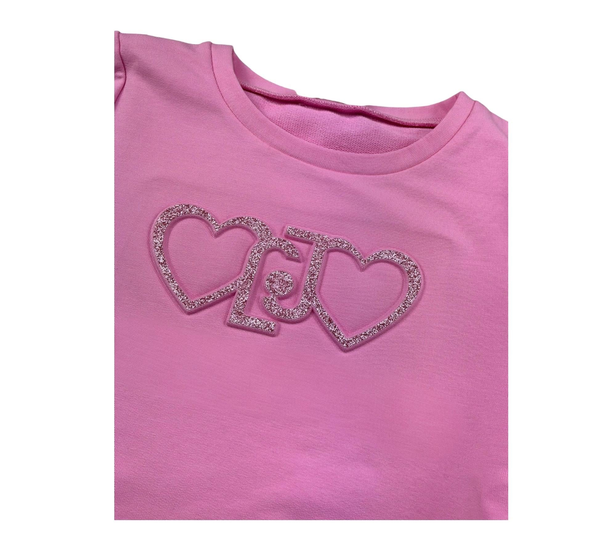 Liu Jo Felpa Chiusa Girocollo Tinta Unita con Logo per Bambina KA5014J ROSA LIU JO 