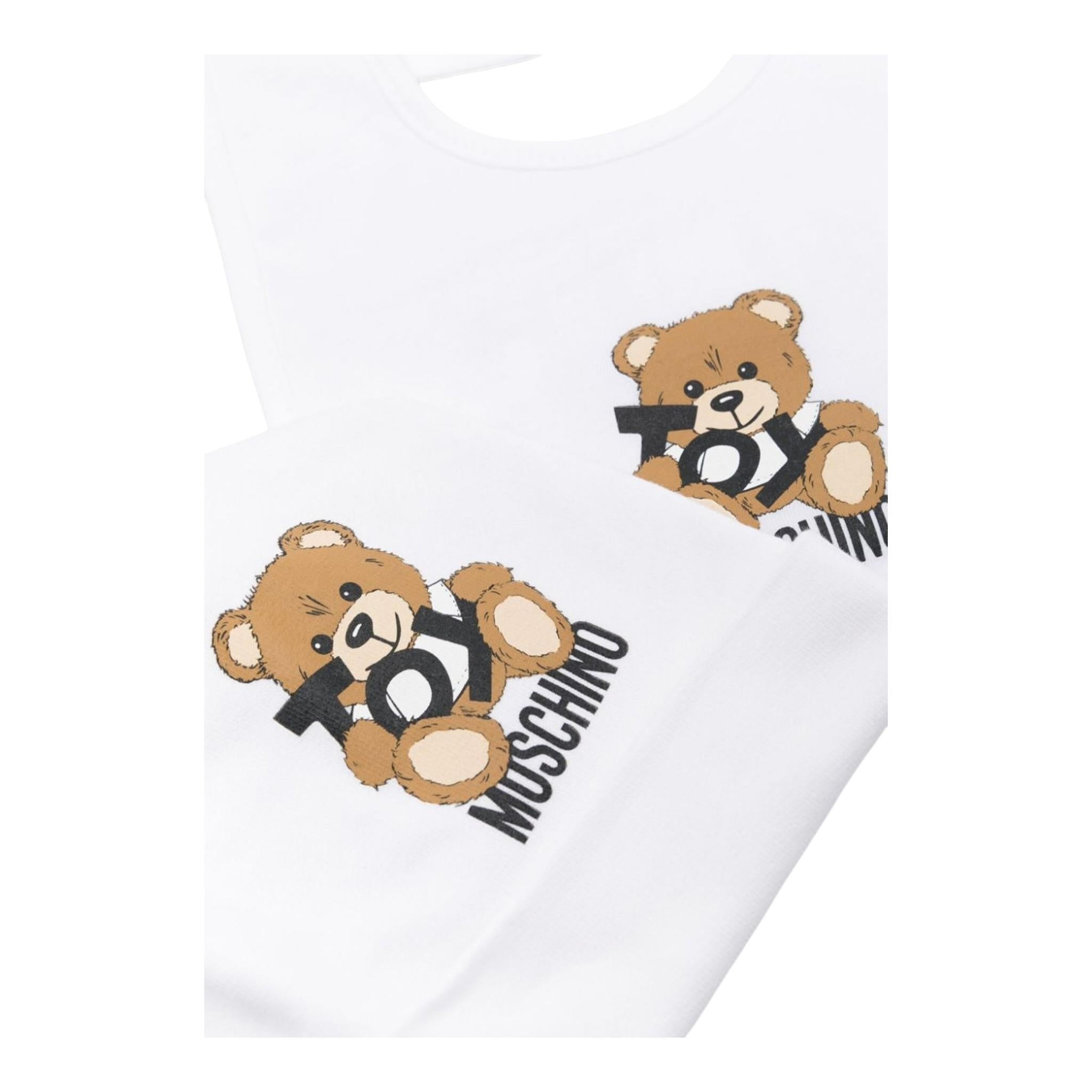 Moschino Set Cappello-Bavetta Tinta Unita per Neonato MUY081X BIANCO MOSCHINO 