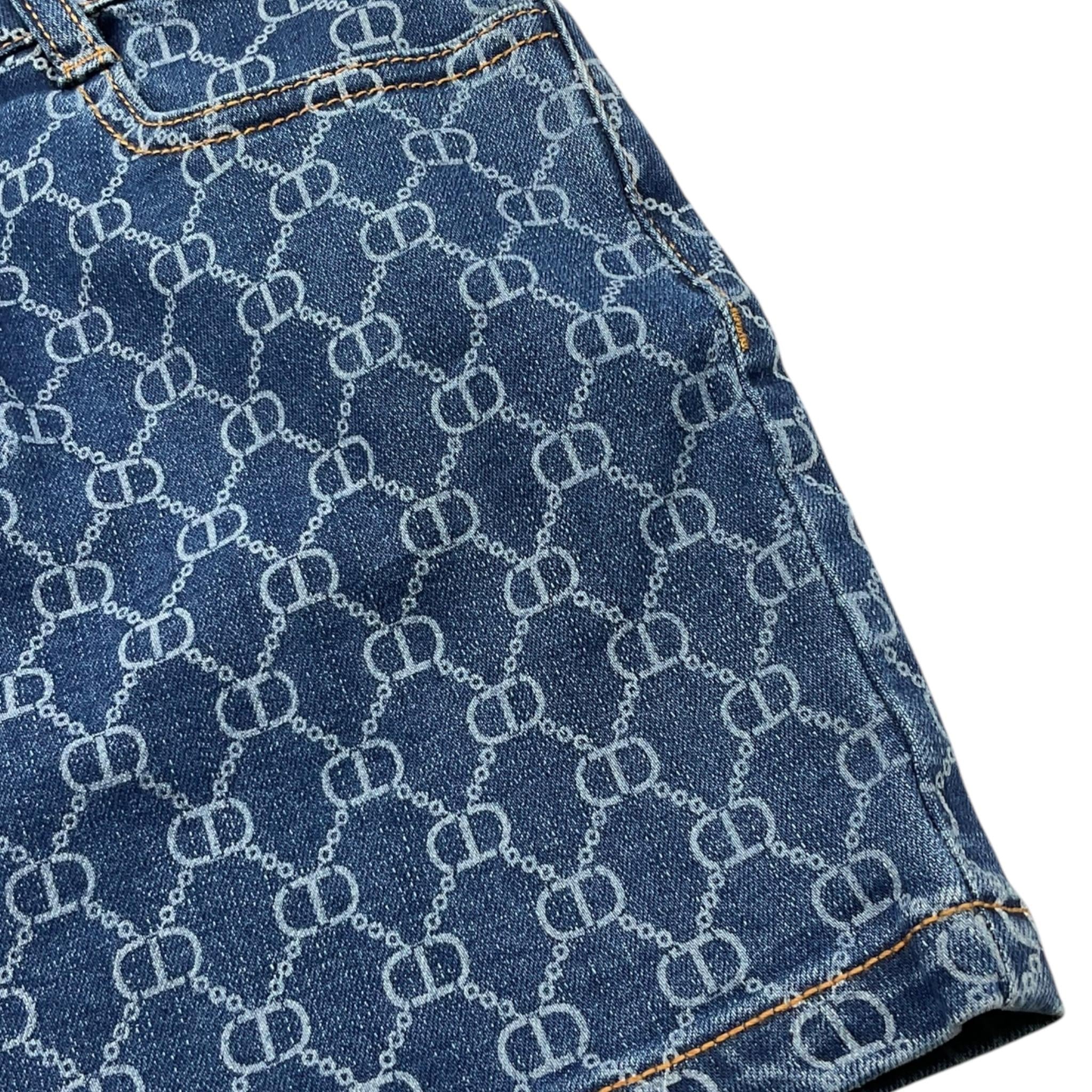 Twinset Gonna Tinta Unita con Stampa In Denim per Bambina 251GJ2111 BLU TWINSET 