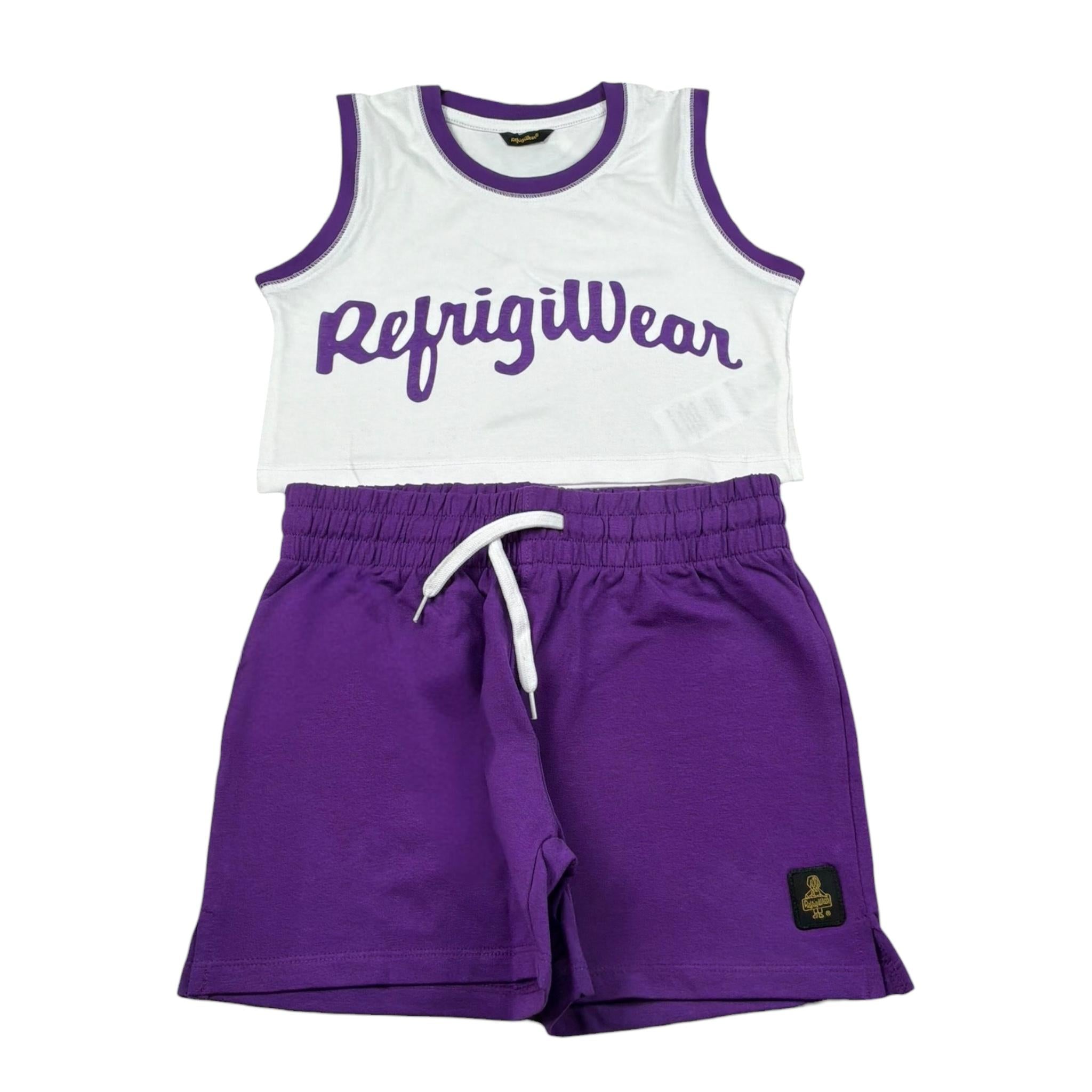 Refrigiwear Completo 2 Pezzi Top-Short per Bambina RG1471W25X BIANCO/VIOLA REFRIGIWEAR 