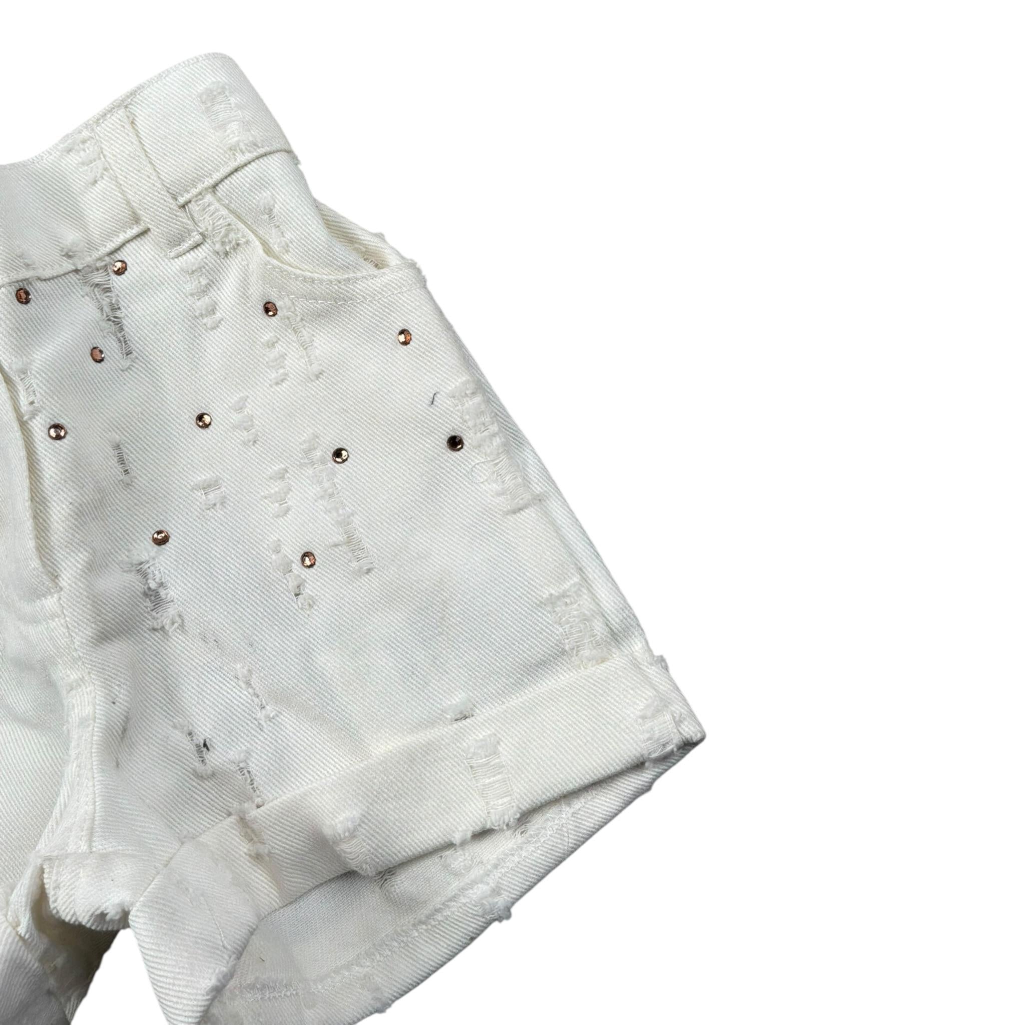 Miss Grant Short In Denim tinta unita con Elastico In Vita Bianco per Neonata MG1257X BIANCO MISS GRANT 