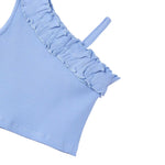 Mayoral Top Tinta Unita con Rouches per Bambina 3018 AZZURRO MAYORAL 