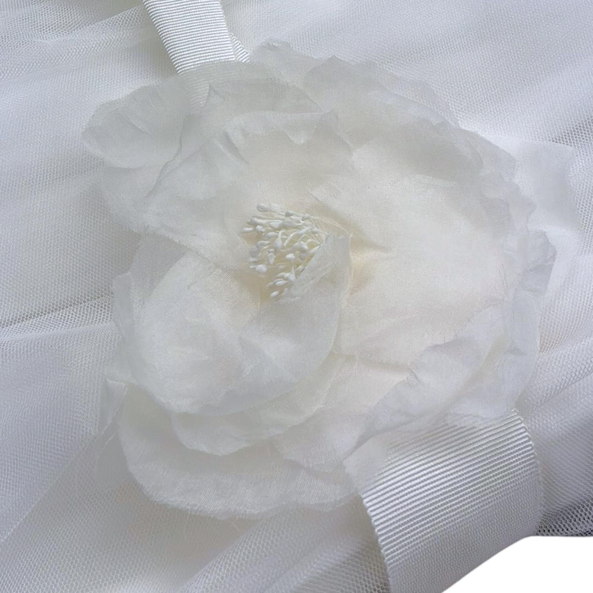 Monnalisa Abito Cerimonia Tinta Unita con Tulle per Bambina 71A914 BIANCO MONNALISA 