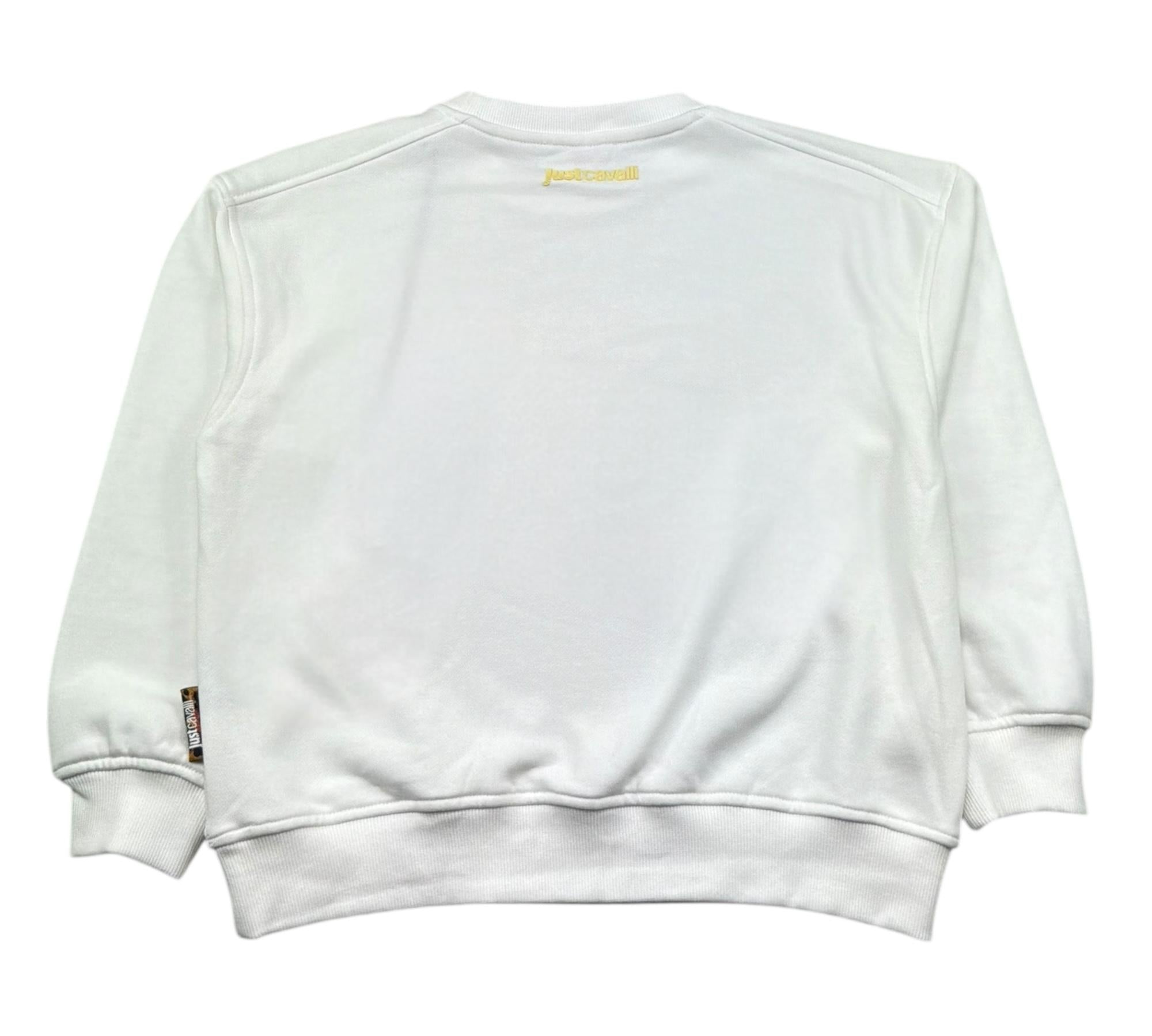 Just Cavalli Felpa Chiusa Girocollo Tinta Unita con Logo per Bambino JGP26002FE BIANCO JUST CAVALLI 