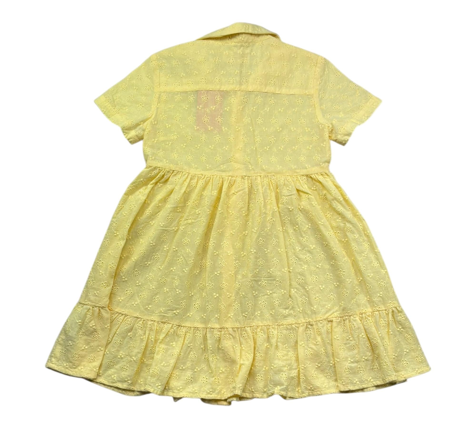 Saint Barth Abito Mezza Manica Tinta Unita In Pizzo Sangallo per Bambina SANGALLO GIALLO SAINT BARTH 