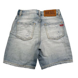 Diesel Bermuda In Denim Tinta Unita con Strappi per Bambino J00511 AZZURRO DIESEL 