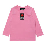 DSQUARED2 shirt girocollo tinta unita con stampa logo Rosa per Neonata DQ1879 ROSA DSQUARED2 