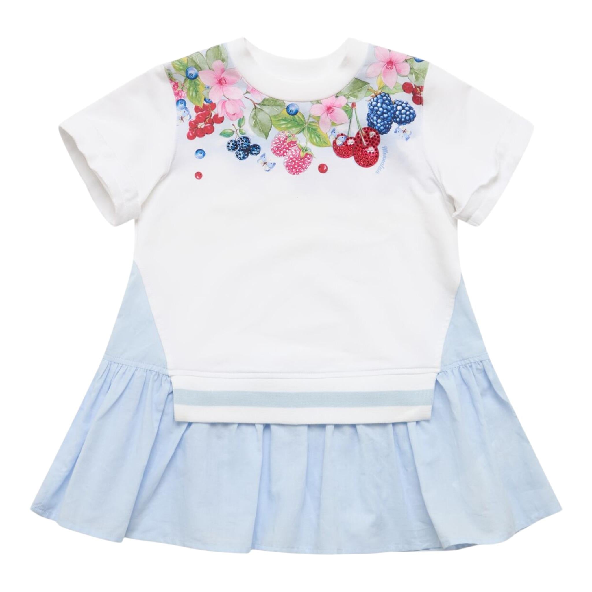 Monnalisa Abito Felpa Tinta Unita con Stampa per Bambina 19E917 BIANCO MONNALISA 