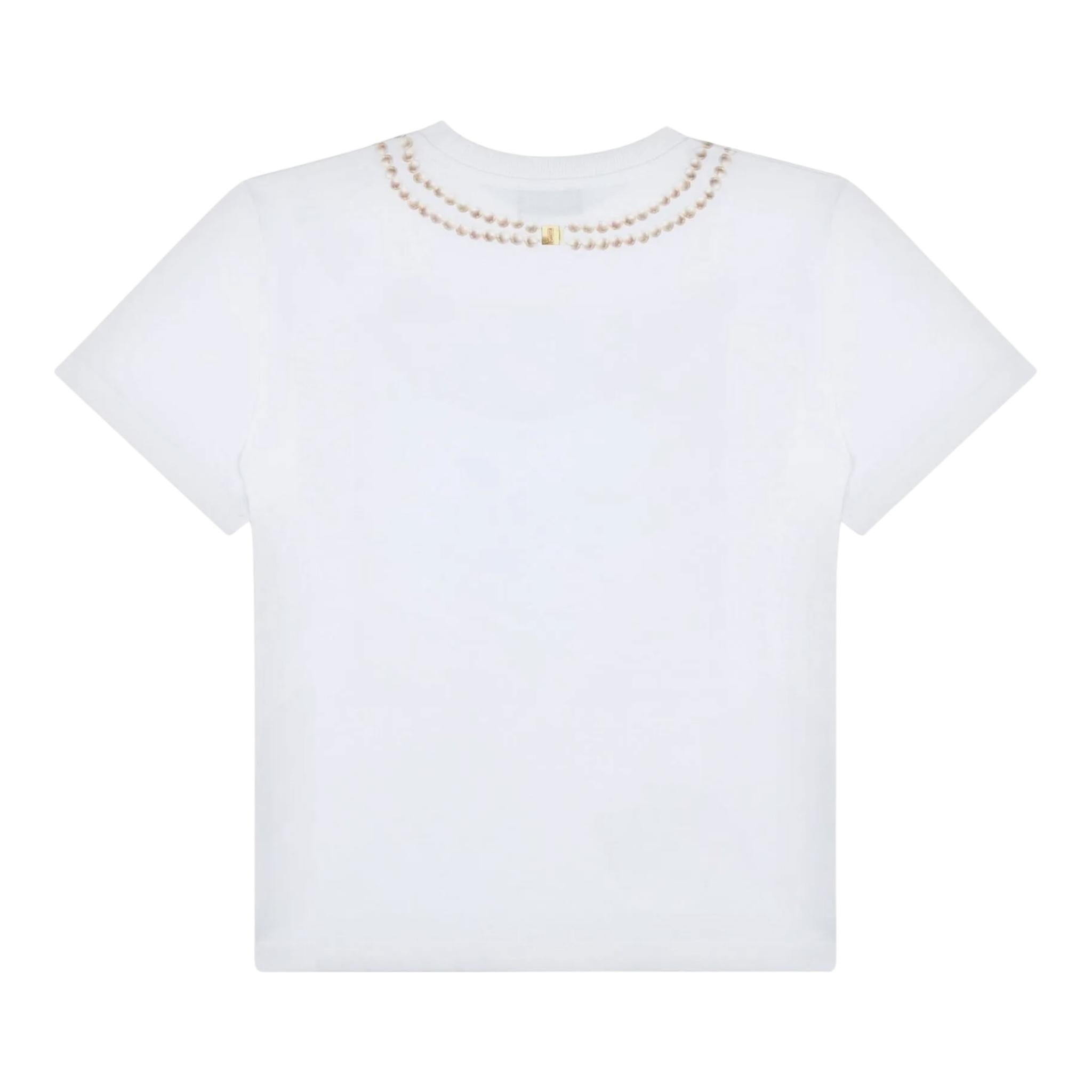 Moschino T-Shirt Girocollo Tinta Unita con Stampa per Bambina HIM060 BIANCO MOSCHINO 