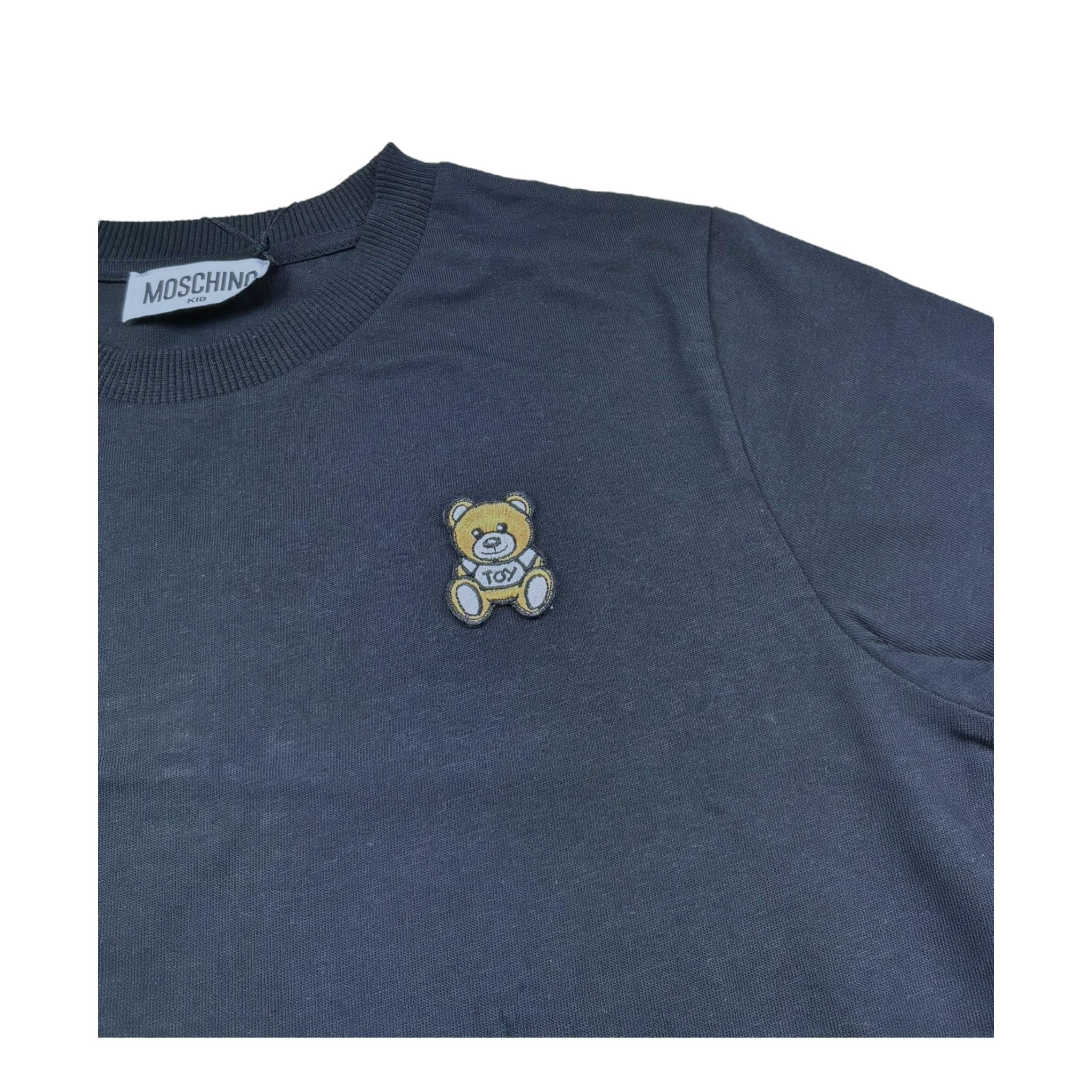 Moschino T-Shirt Girocollo Tinta Unita con Logo per Bambino HUM05E NERO MOSCHINO 