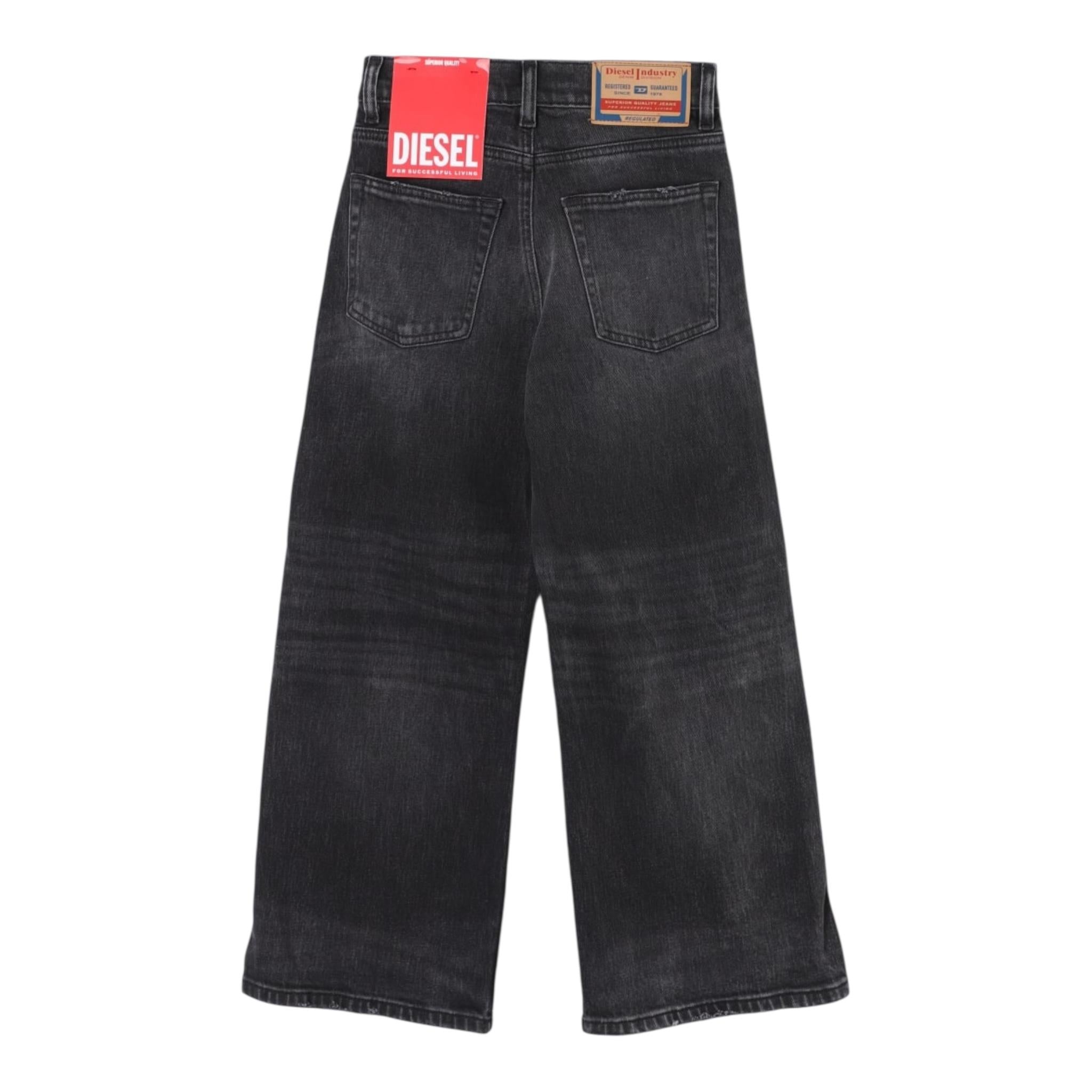 Diesel Jeans Tinta Unita Modello A Palazzo per Bambina J01852 NERO DIESEL 