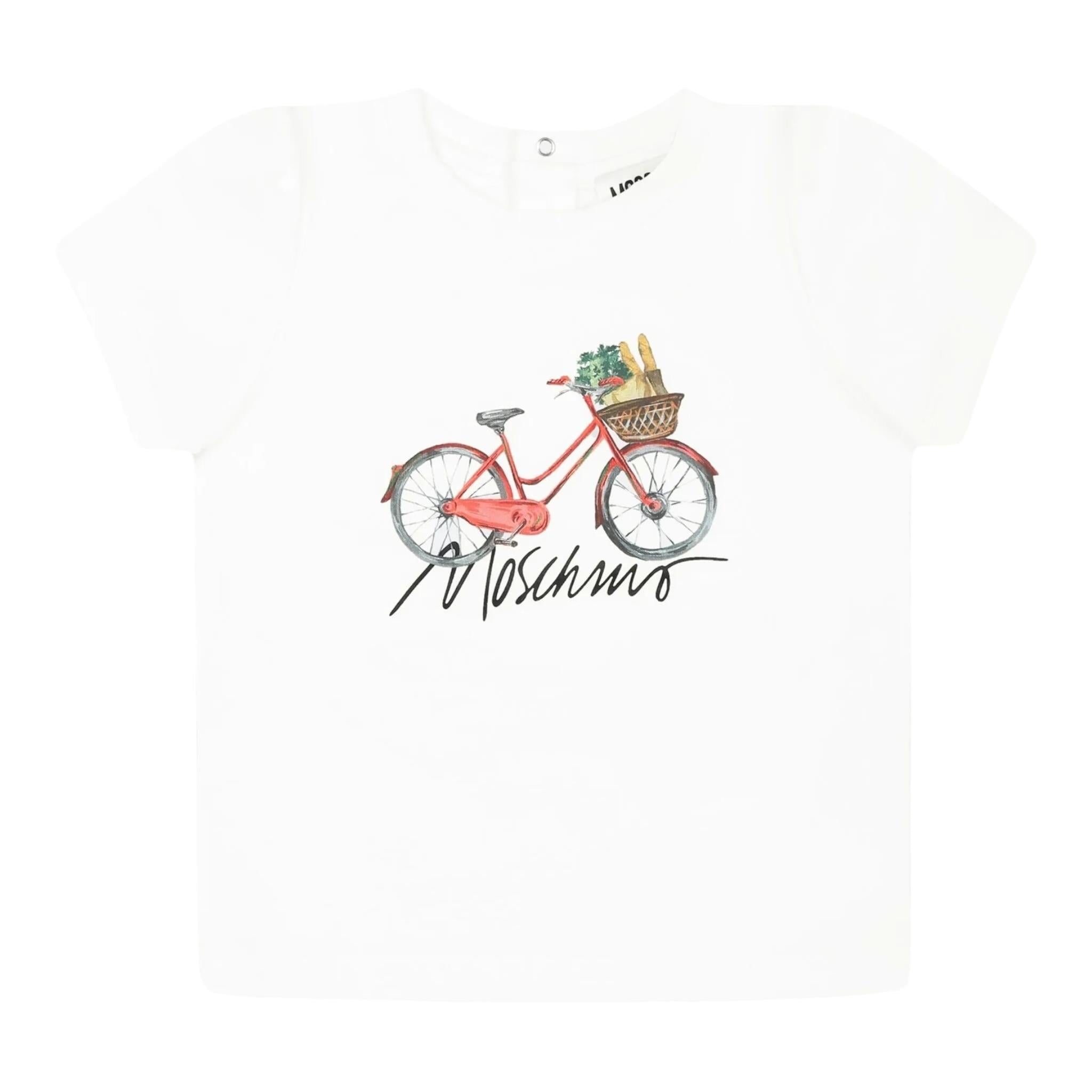 Moschino T-Shirt Girocollo Tinta Unita con Stampa per Neonata MDM03M BIANCO MOSCHINO 