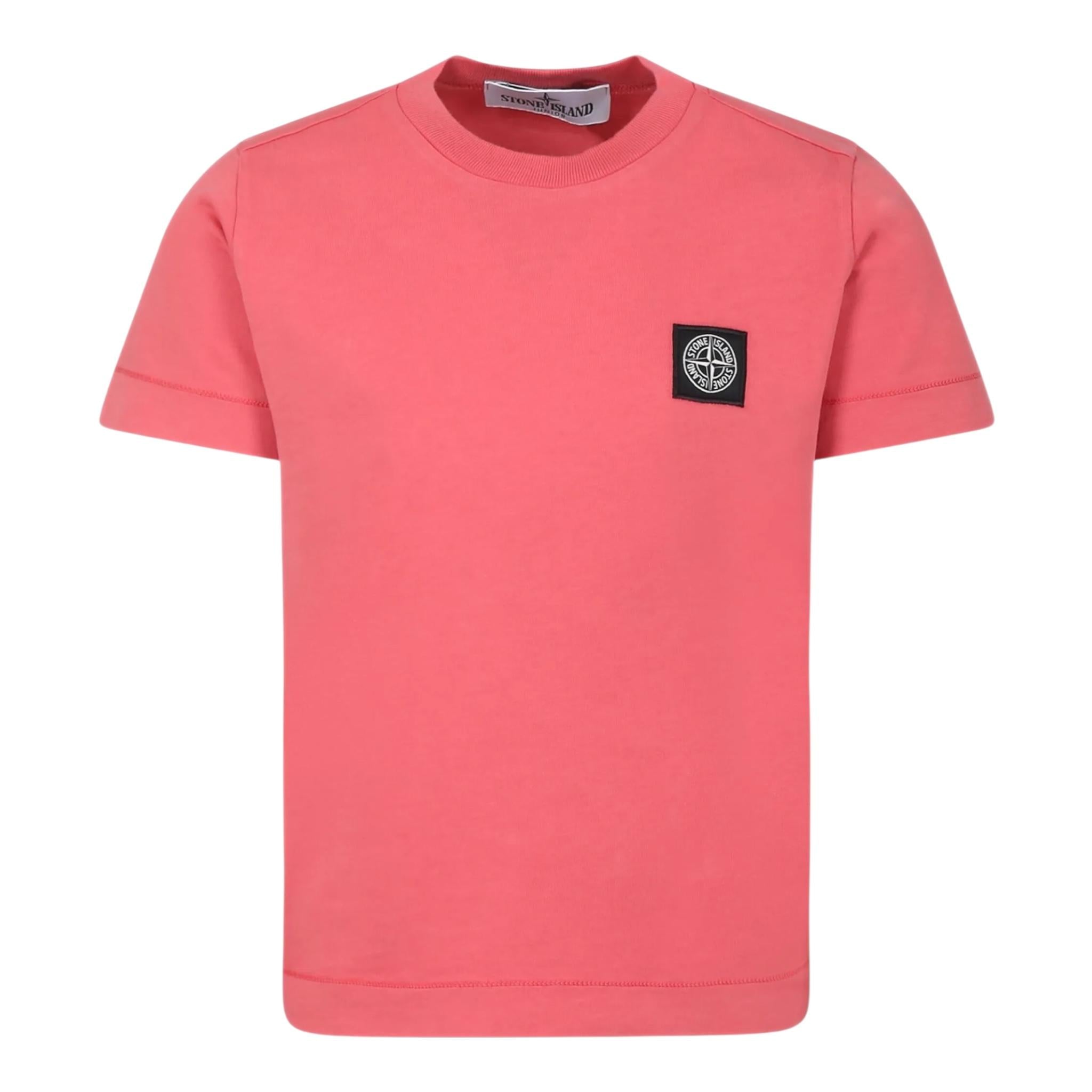 Stone Island T-Shirt Girocollo Tinta Unita con Logo per Bambino K1S162100002 SALMONE STONE ISLAND 