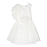 Monnalisa Abito Cerimonia Tinta Unita con Tulle per Bambina 71A914 BIANCO MONNALISA 