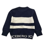 ICEBERG maglia girocollo tinta unita con fantasia Blu per Neonato MGICE5311B BLU ICEBERG 