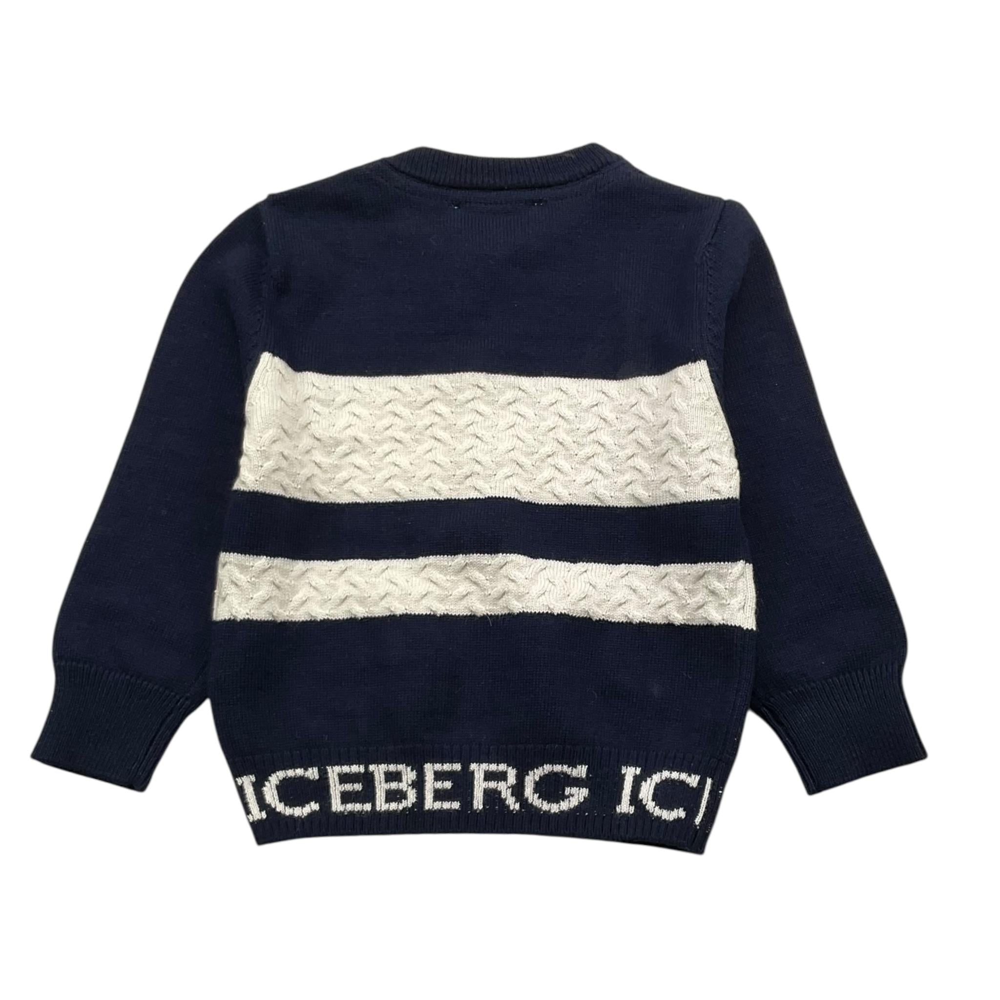 ICEBERG maglia girocollo tinta unita con fantasia Blu per Neonato MGICE5311B BLU ICEBERG 