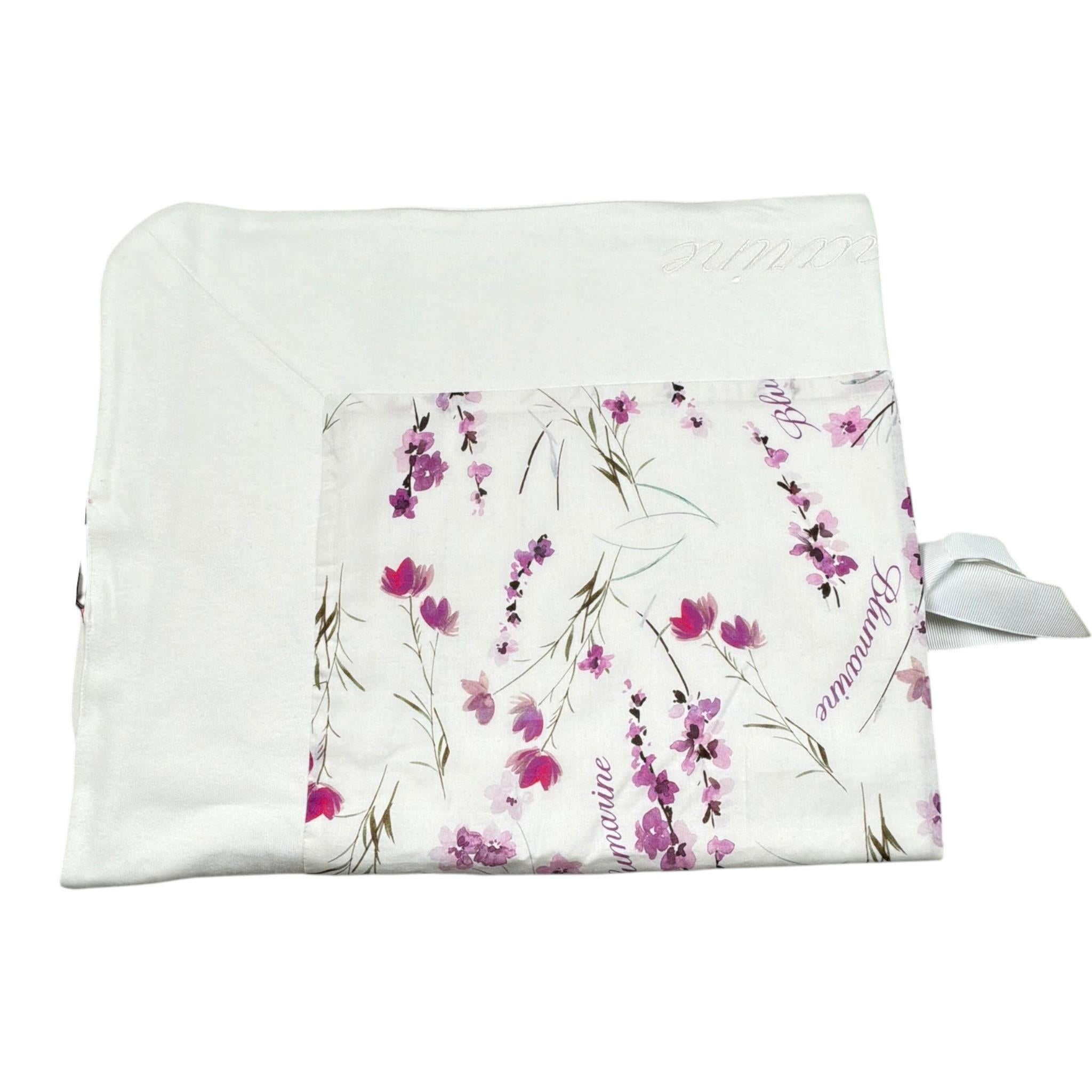 Miss Blumarine Coperta Tinta Unita con Stampa Fiori per Neonata IA4088 BIANCO MISS BLUMARINE 