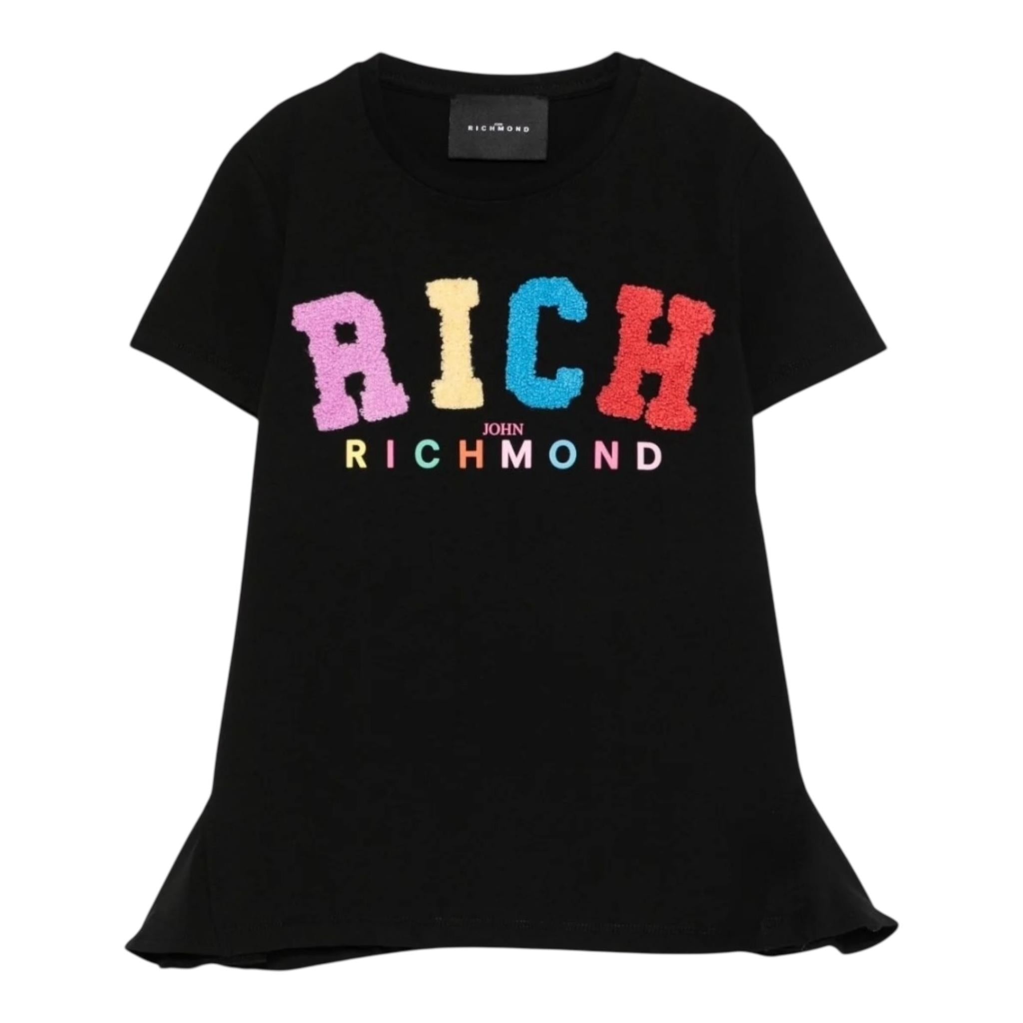 John Richmond T-Shirt Girocollo Tinta Unita con Stampa per Bambina RGP25139TSXX NERO JOHN RICHMOND 