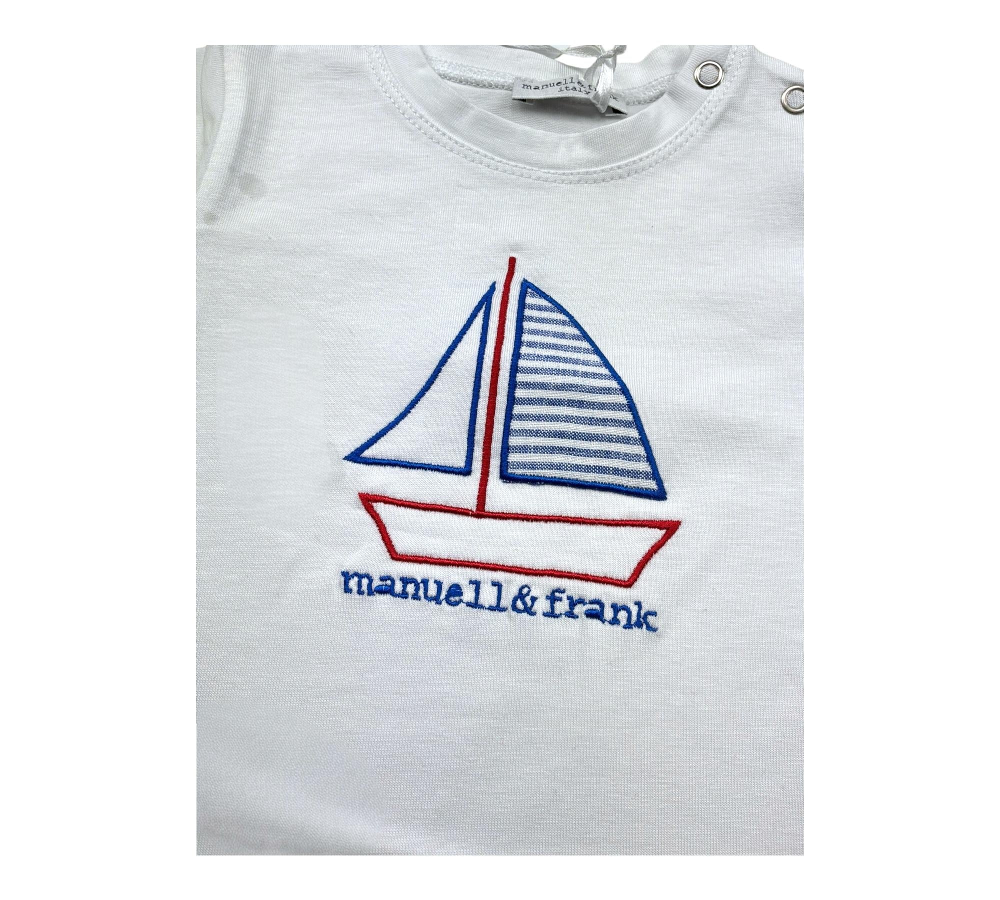 Manuel & Frank Body Mezza Manica Tinta Unita con Ricamo per Neonato MF7222I BIANCO MANUEL & FRANK 