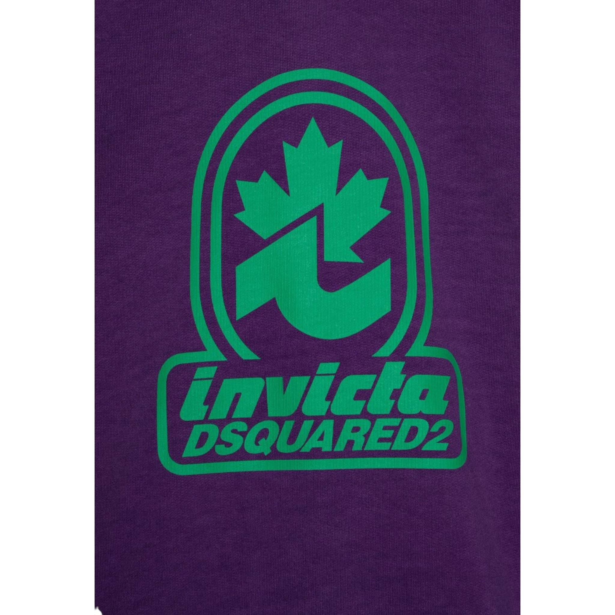 Dsquared2 Felpa Chiusa con Cappuccio tinta unita con Stampa,Collaborazione con Invicta Viola per Bambino DQ2907XX VIOLA DSQUARED2 