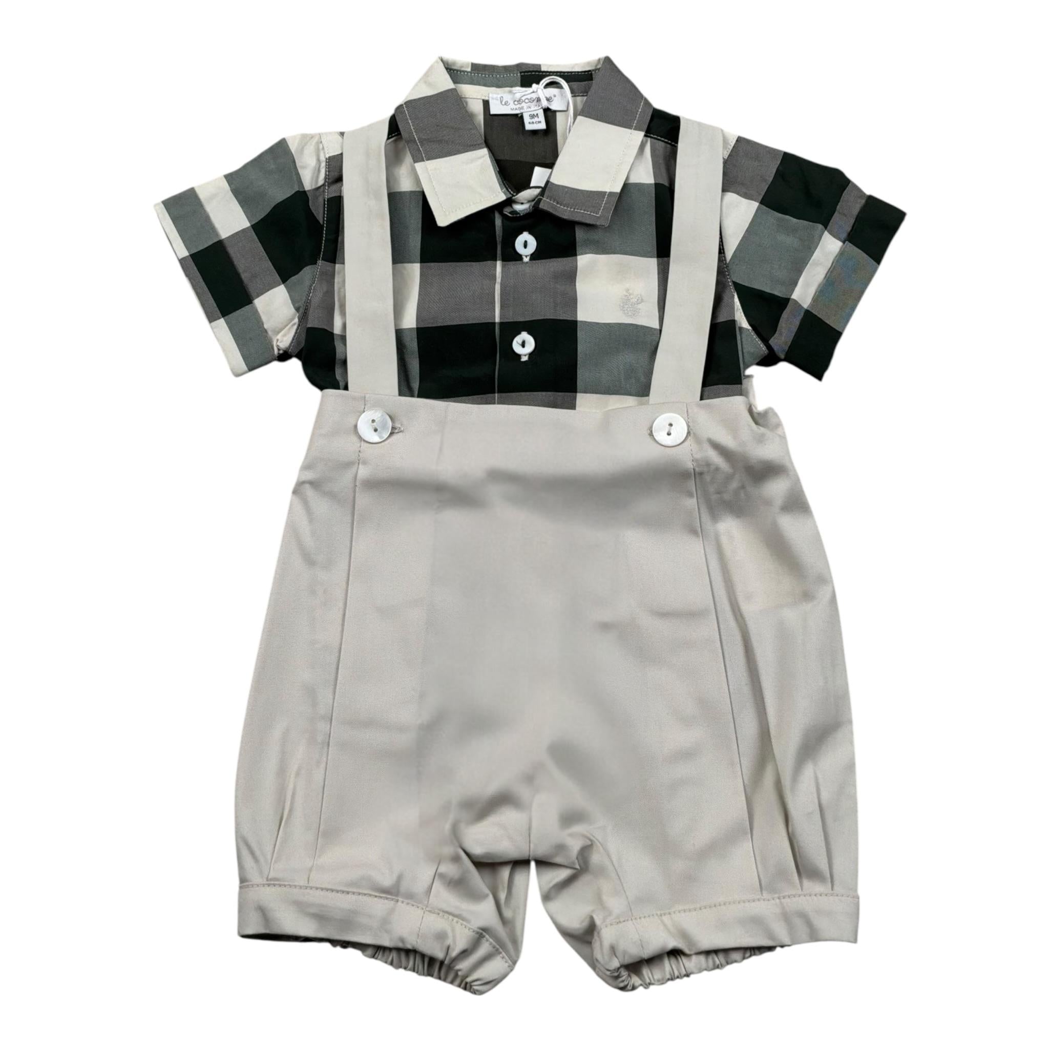 Le Coconne Completo 2 Pezzi Camicia-Salopette per Neonato LCN1097 BEIGE LE COCONNE 