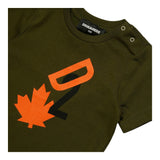 DSQUARED2 t-shirt girocollo tinta unita con stampa in contrasto Verde per Bambino DQ2464X VERDE DSQUARED2 