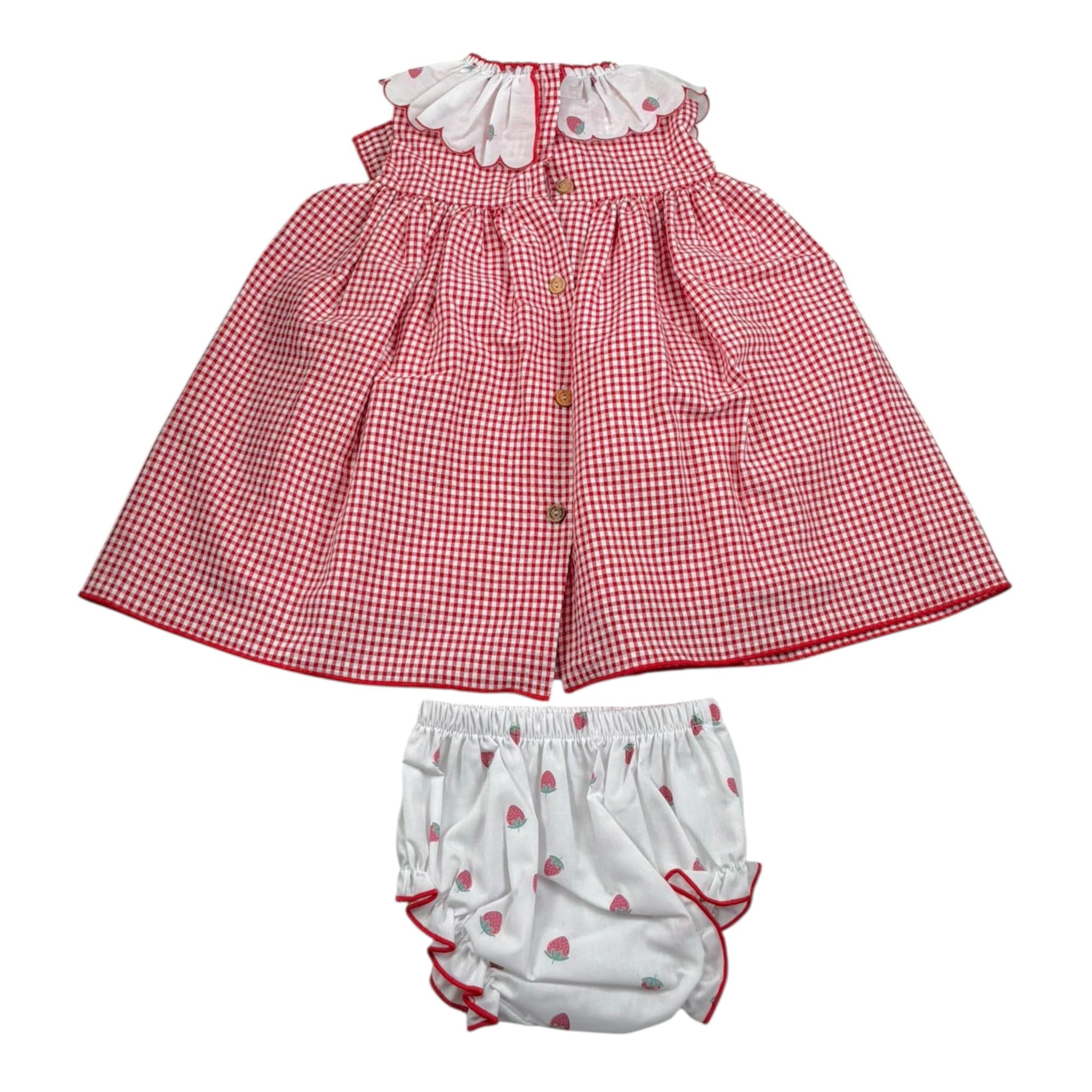 Valentina Bebes Set Abito-Coulotte con Fantasia Quadri per Bambina LOVE134J ROSSO VALENTINA BEBES 