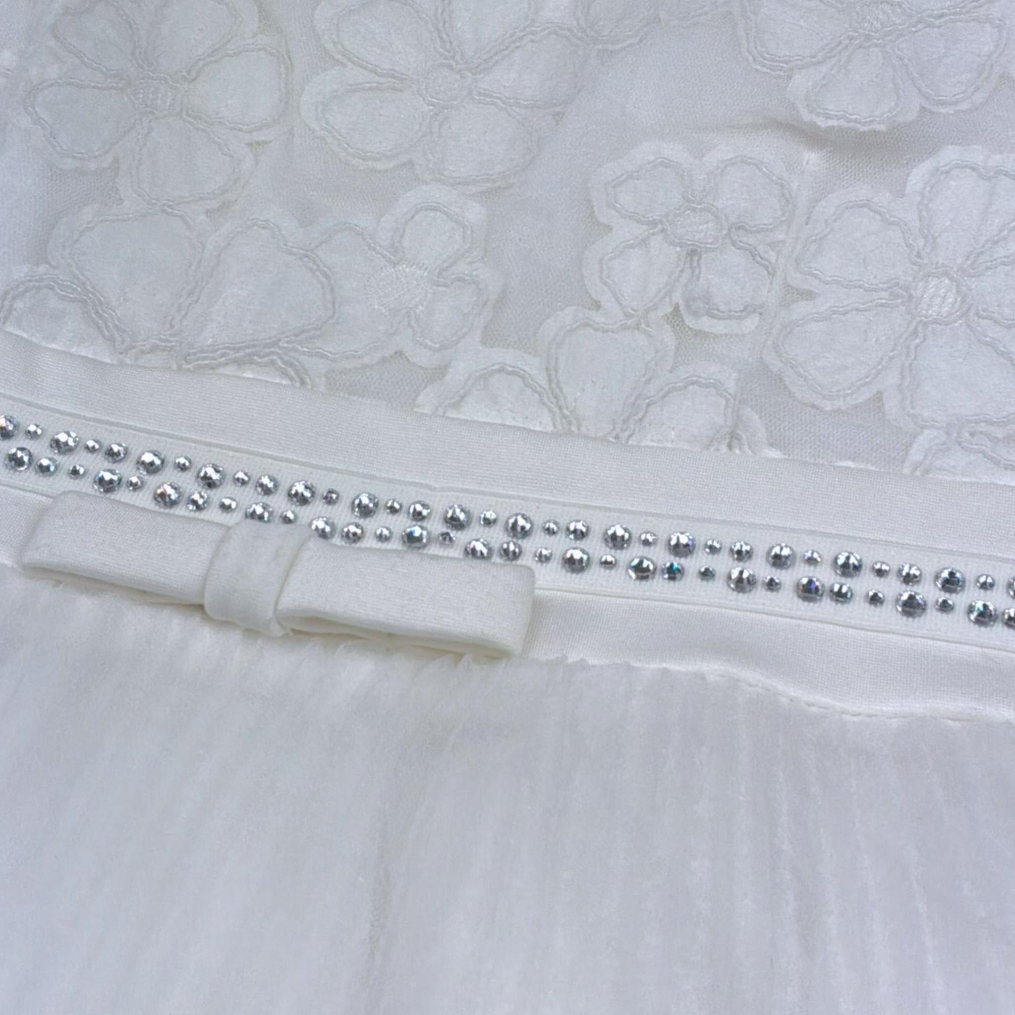 Monnalisa Abito Cerimonia Tinta Unita con Ricami per Bambina 799901 PANNA MONNALISA 