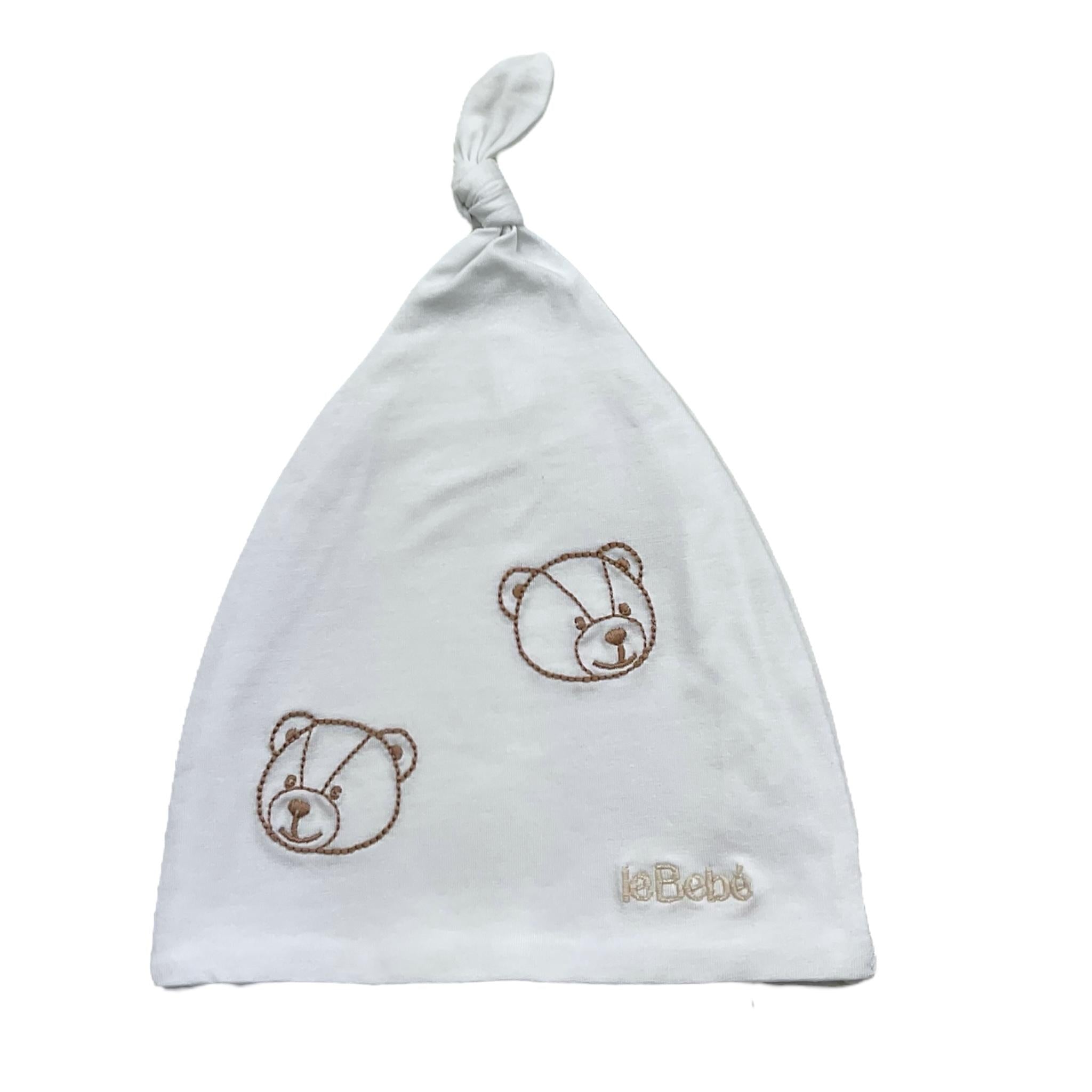 Le Bebe' Cappello Tinta Unita con Stampa per Neonato LBB4826 BIANCO LE BEBE' 