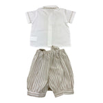 Colibri Completo 2 Pezzi Salopette-Camicia Fantasia A Righe Bicolore per Neonato 2CCTCP2B BIANCO/BEIGE COLIBRI 