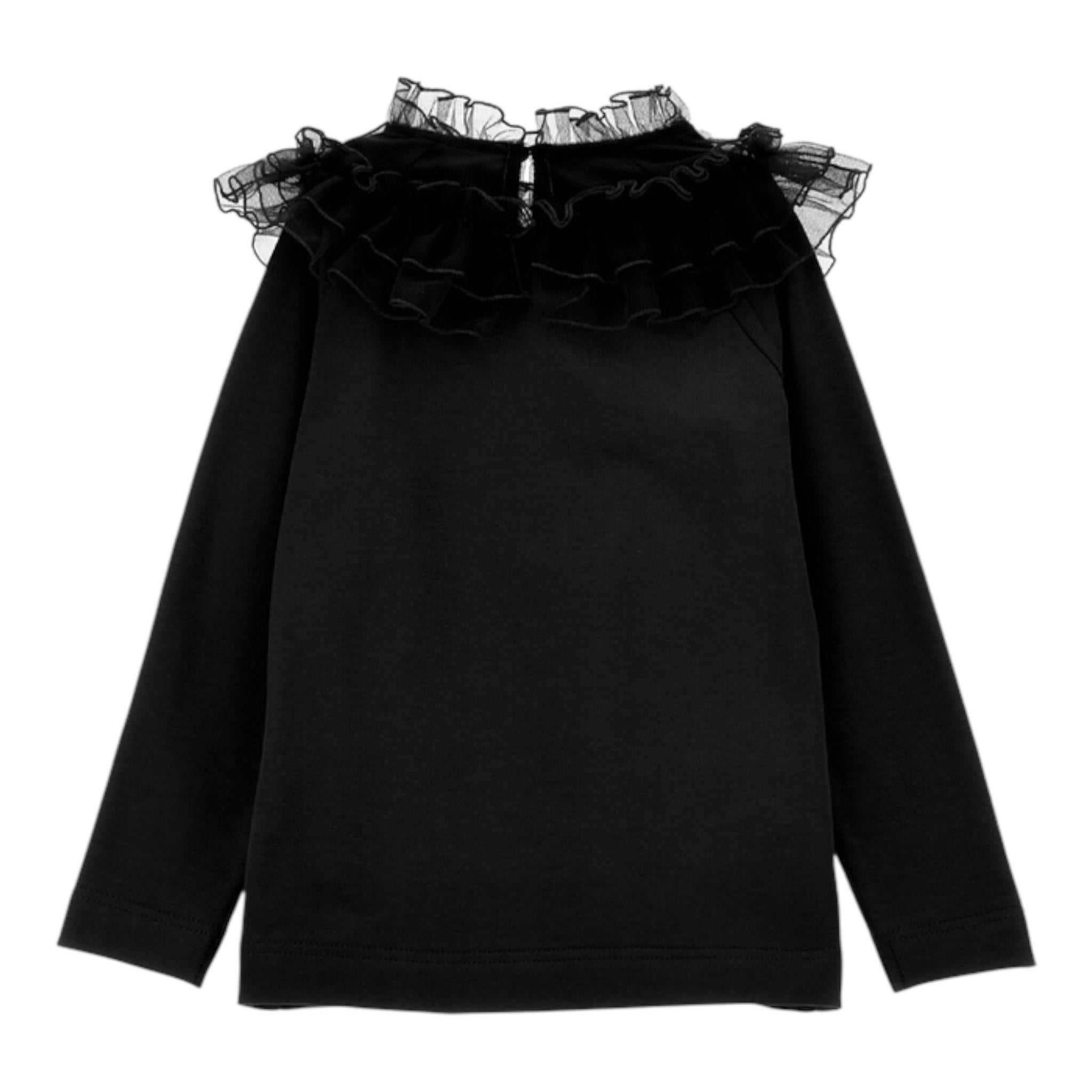 MONNALISA shirt tinta unita con colletto velato Nero per Bambina 17B603J NERO MONNALISA 