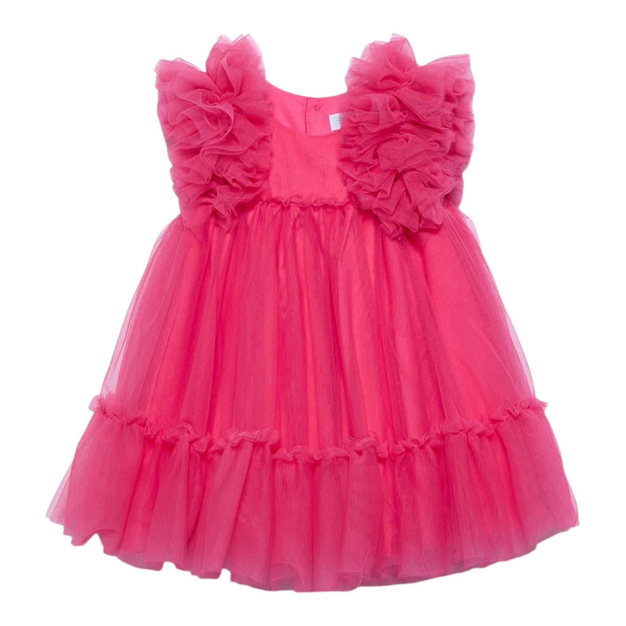 Abel & Lula Abito Mezza Manica Tinta Unita In Tulle per Neonata 502992 FUXIA ABEL & LULA 