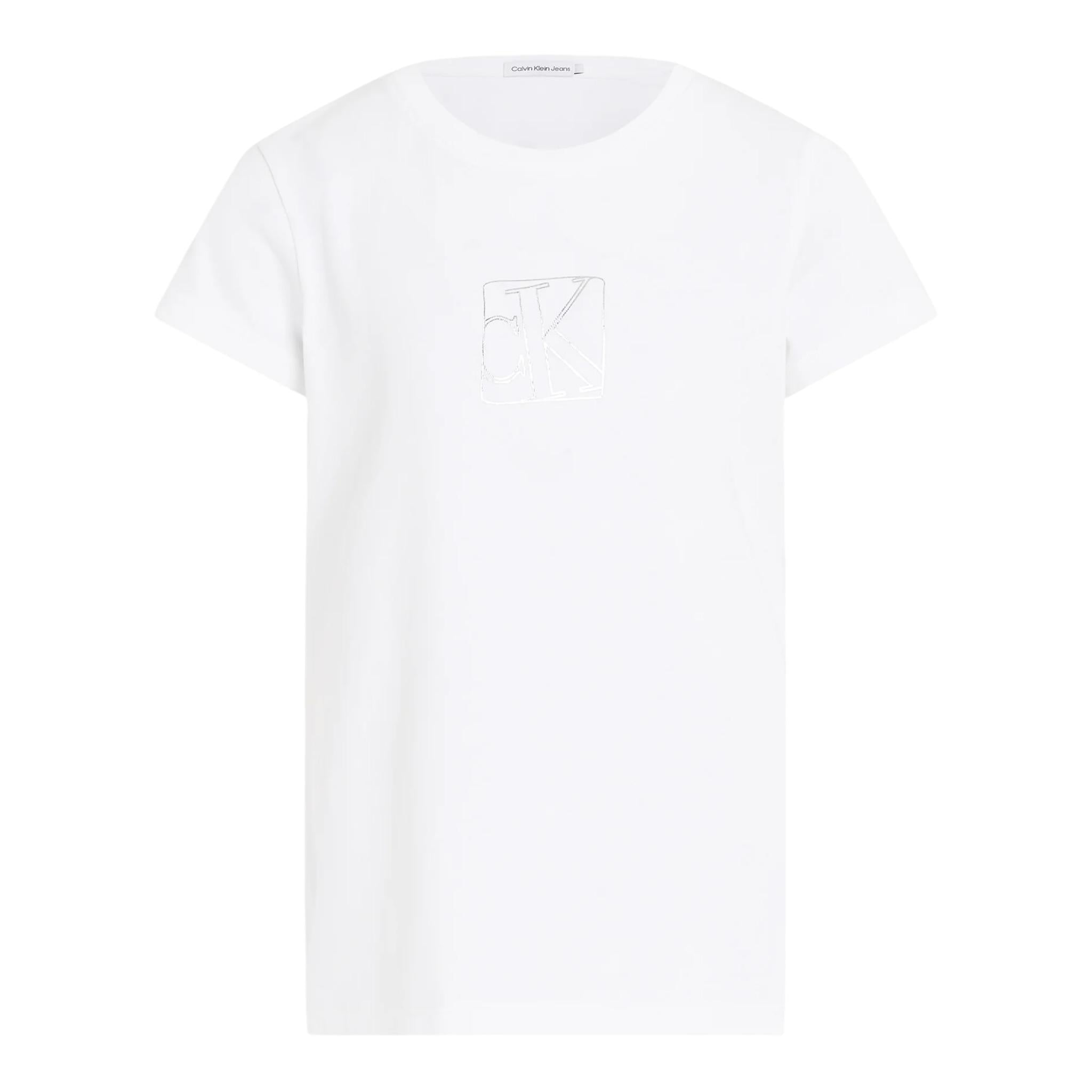 Calvin Klein T-Shirt Girocollo Tinta Unita con Logo per Bambina IG0IG02530 BIANCO CALVIN KLEIN 