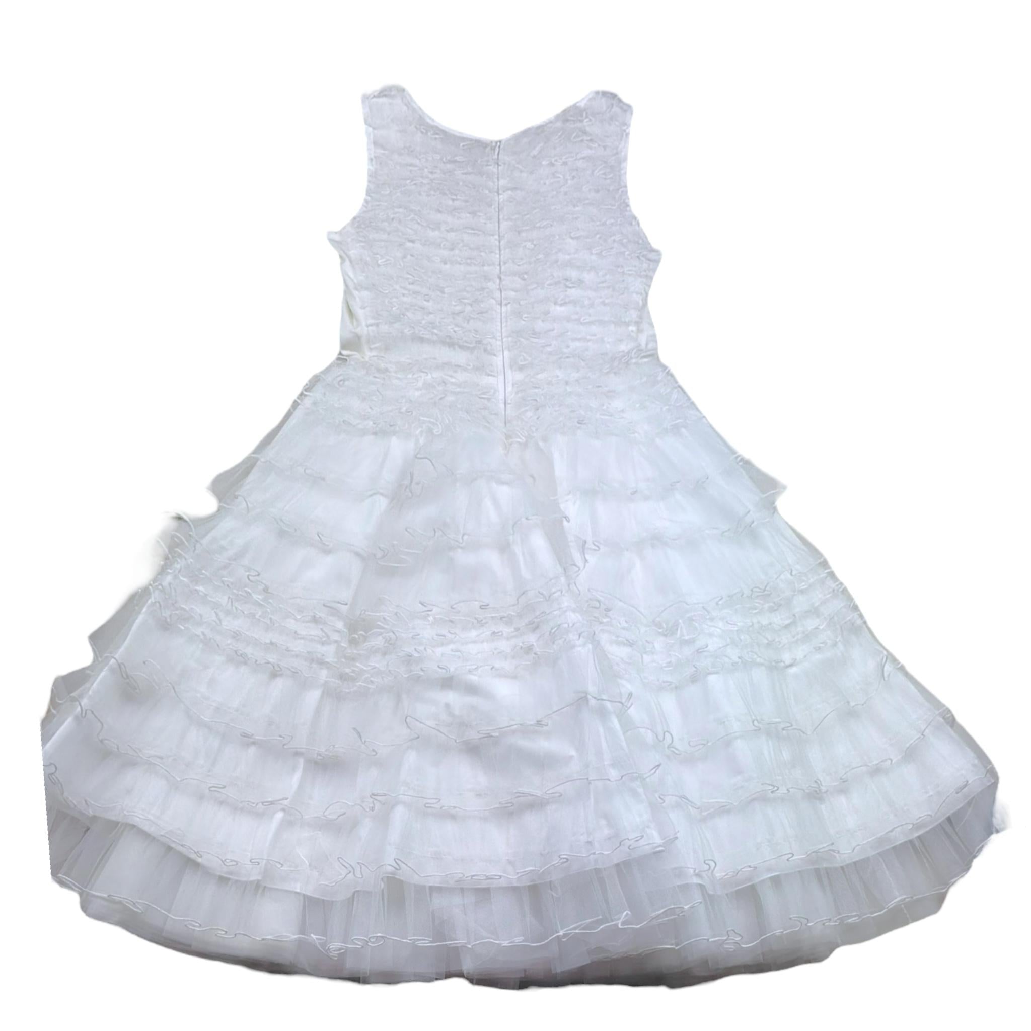 Monnalisa Abito Cerimonia Tinta Unita Giromanica per Bambina 797900 BIANCO MONNALISA 