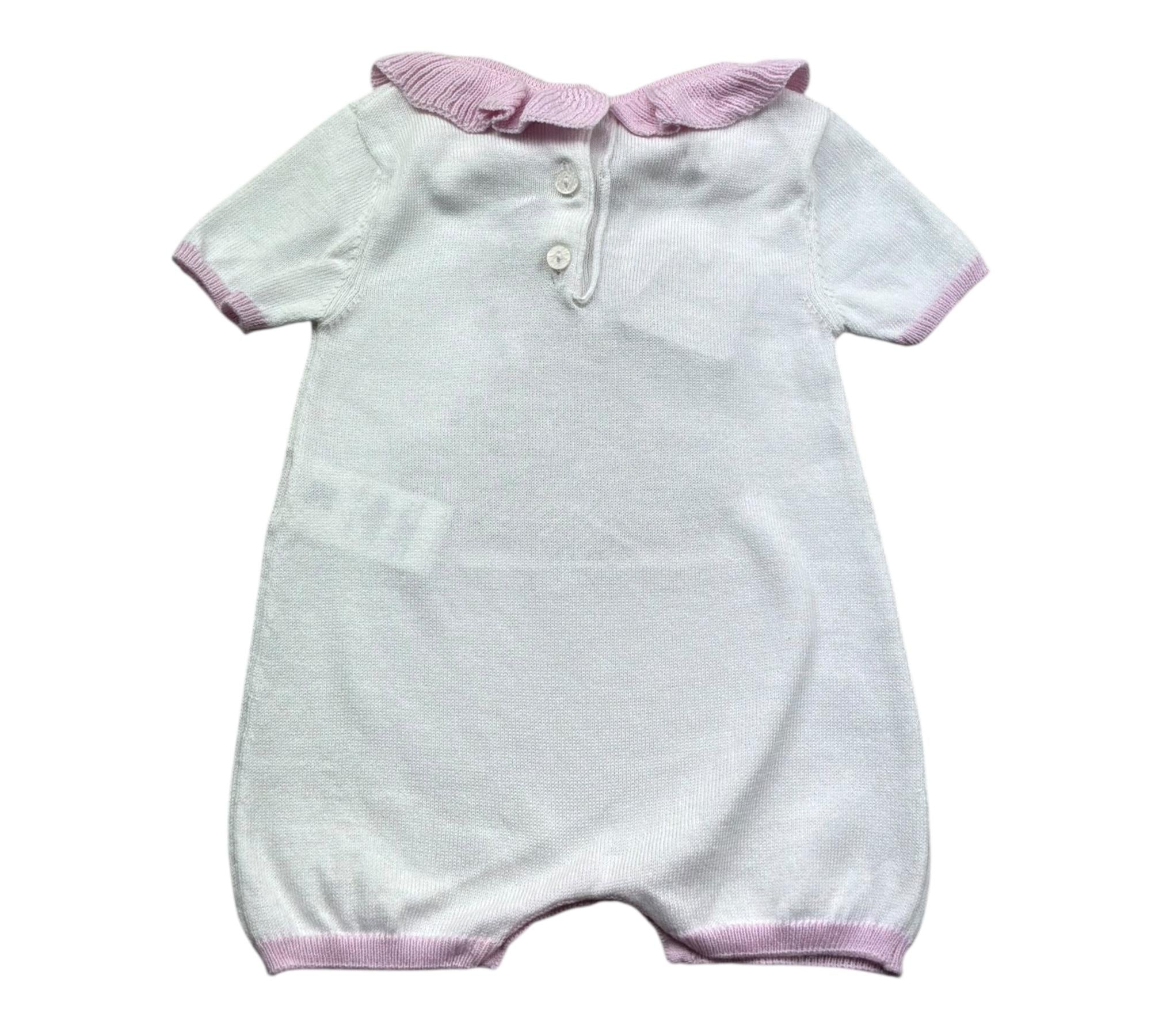 Le Bebe Pagliaccetto Mezza Manica Tinta Unita con Colletto per Neonata LBG6318 BIANCO LE BEBE 