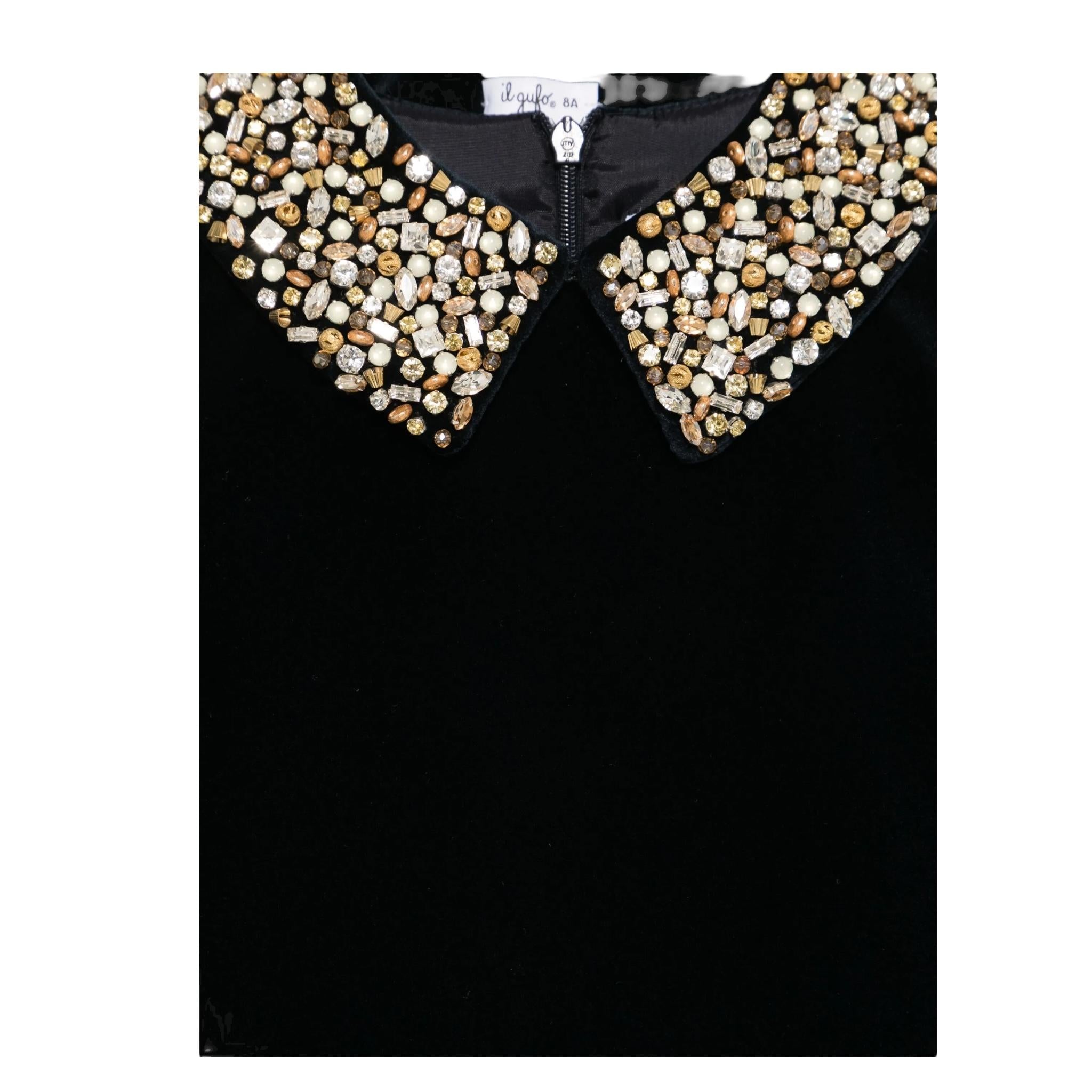 IL GUFO abito manica lunga tinta unita in velluto con collare Blu per Bambina A24VL595V0016J BLU IL GUFO 