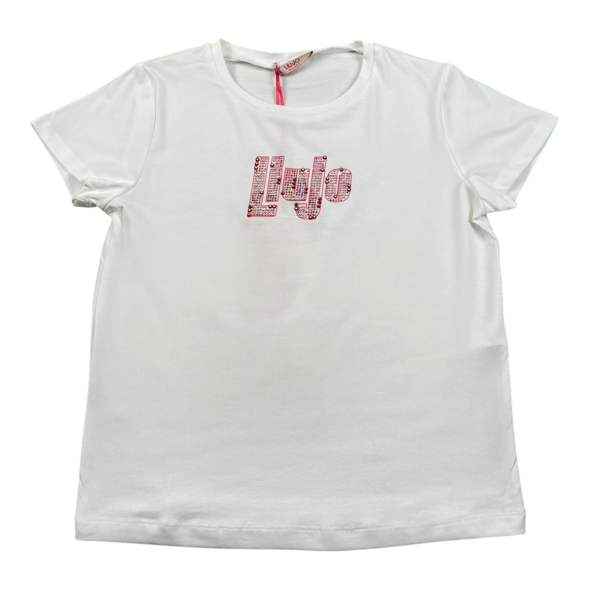 Liu Jo T-Shirt Girocollo tinta unita con Brillantini Bianco per Bambina GA5019XXX BIANCO LIU JO 